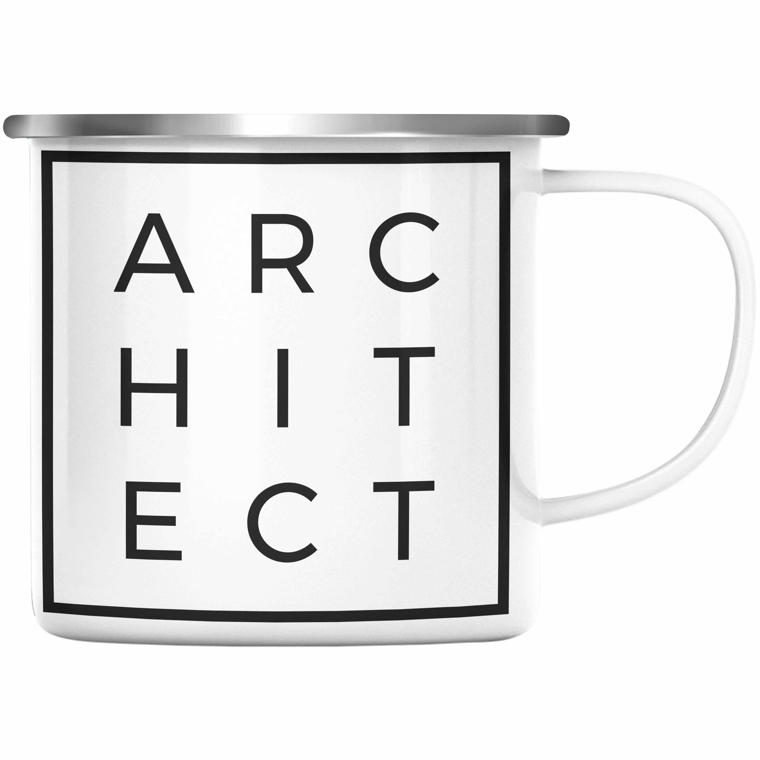 Trendation Thermotasse Trendation - Architekt Geschenke Emaille Tasse Lustig KaffeeEmaille Tasse mit Spruch Architektur Architekten Geschenkidee Spruch Sprüche Lustige Emaille Tasse Silber