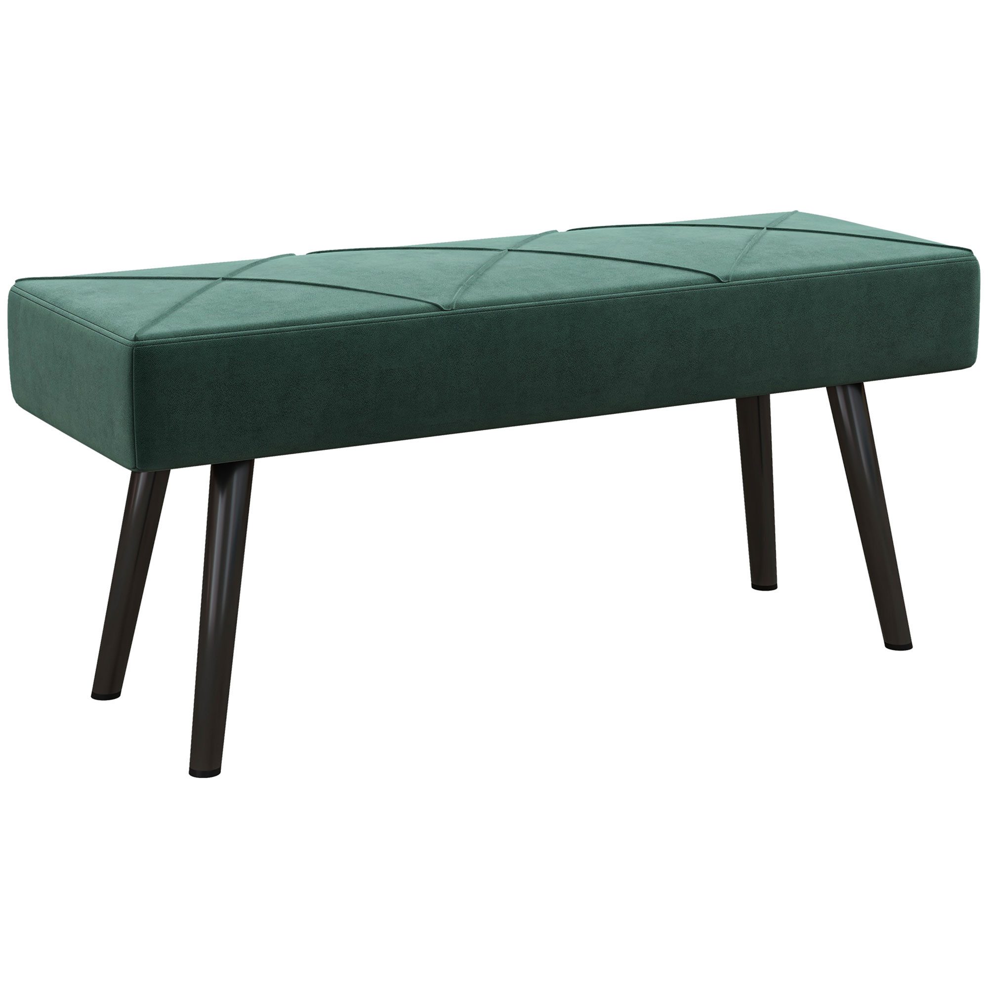 HOMCOM Polsterbank Sitzbank in Samtoptik, Stahlbeine, Schuhbank für Wohnzimmer, Flur (Flurbank, 1-St., Bettbank), für Schlafzimmer, 100 x 36 x 45 cm, Grün