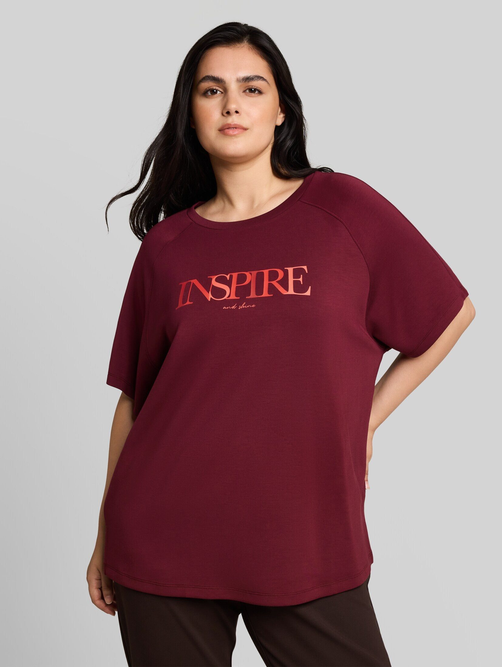 TOM TAILOR PLUS T-Shirt T-Shirt (im Einserpack) Plus Size - Scuba T-Shirt mit Schriftzug