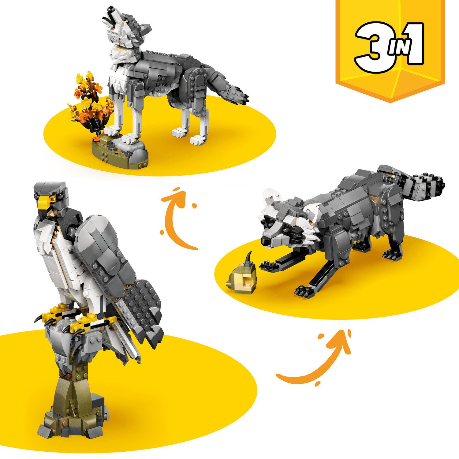 LEGO® Creator 3-in-1-Sets 31393 Waldtiere: Wolf Spielbausteine, (Set, 657 St., Set) – Bild 3 von 3