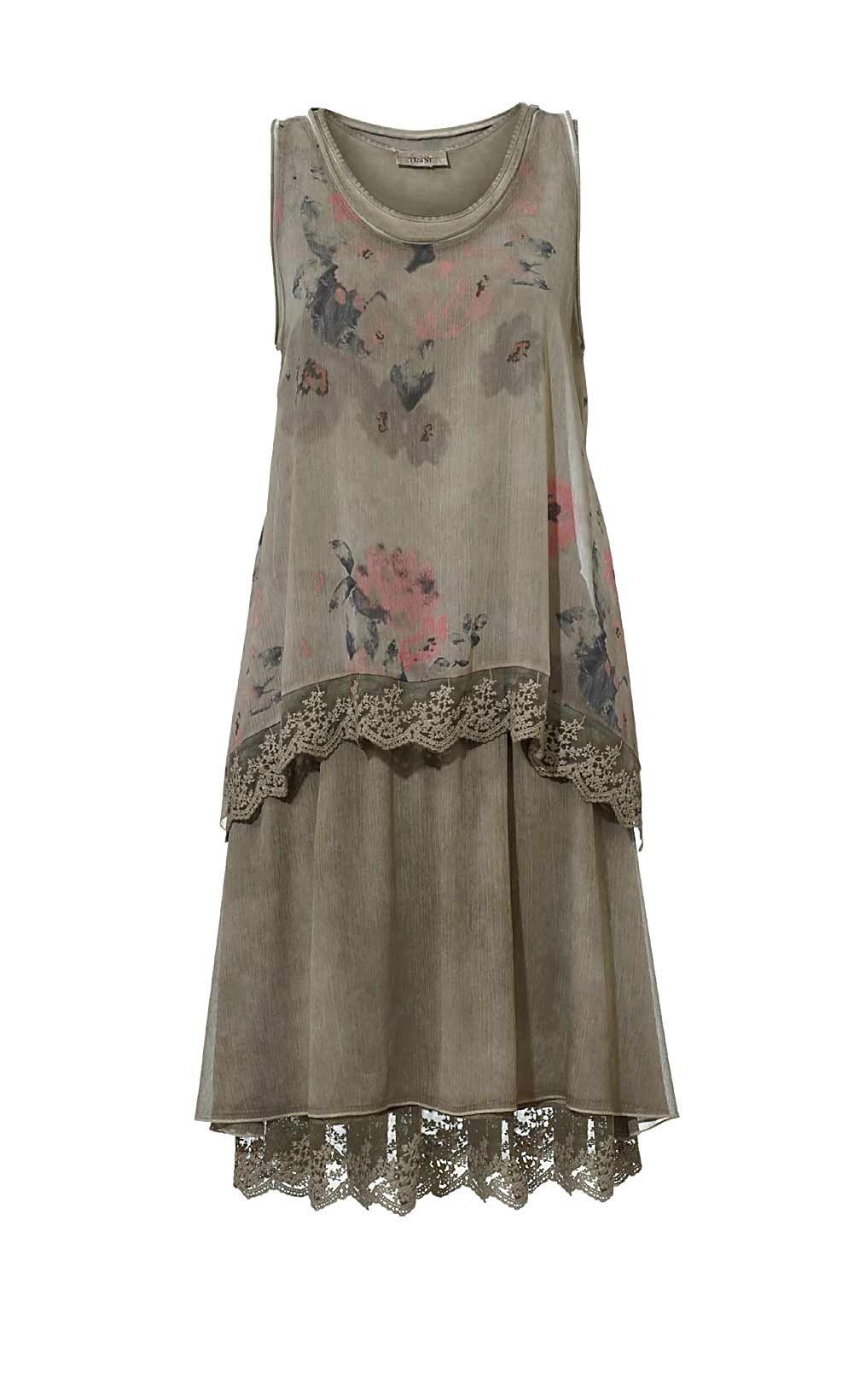 heine Jerseykleid LINEA TESINI Damen Designer-Lagenkleid, khaki-bunt