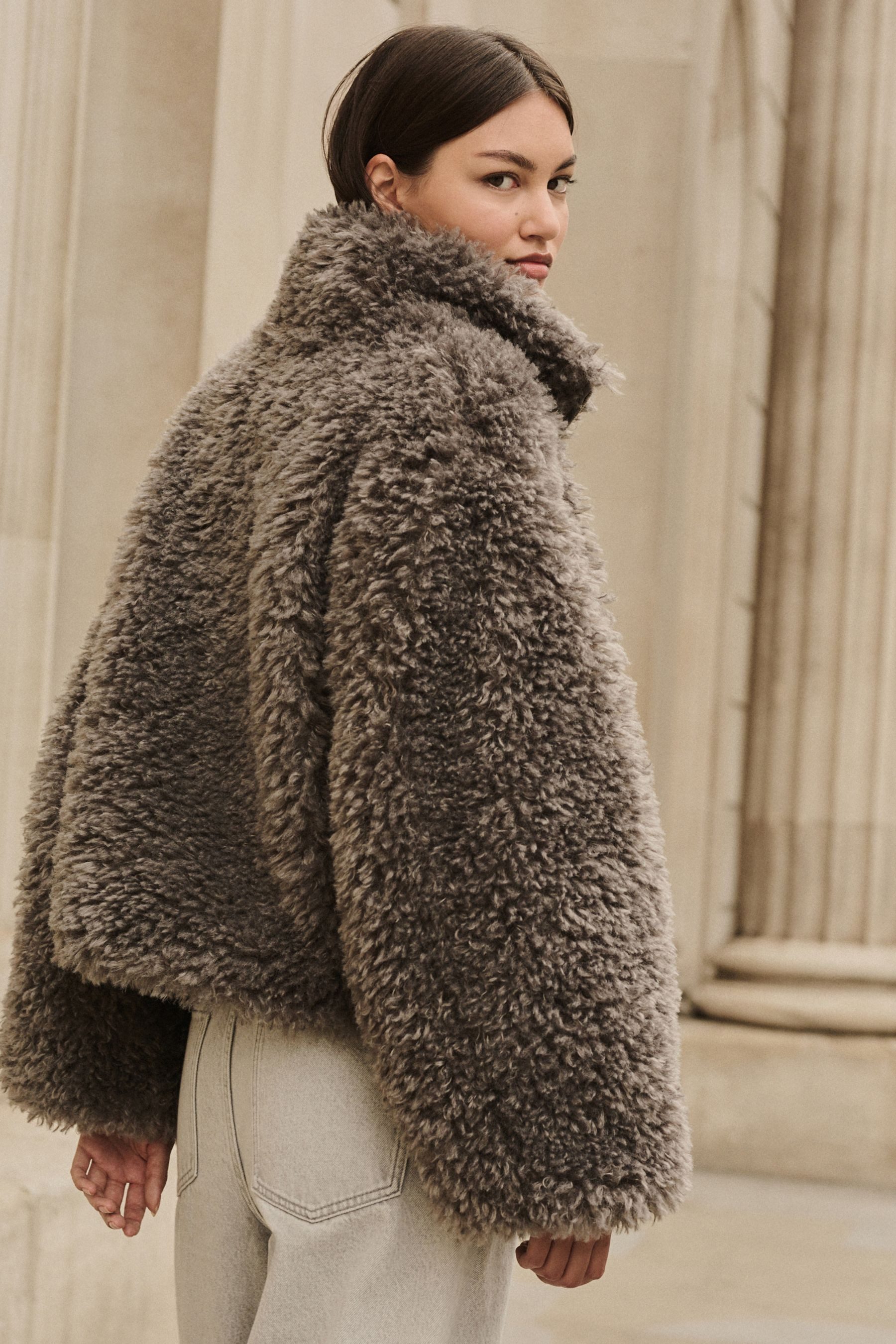 Next Fellimitatjacke Kunstfelljacke mit Reißverschluss + günstig online kaufen