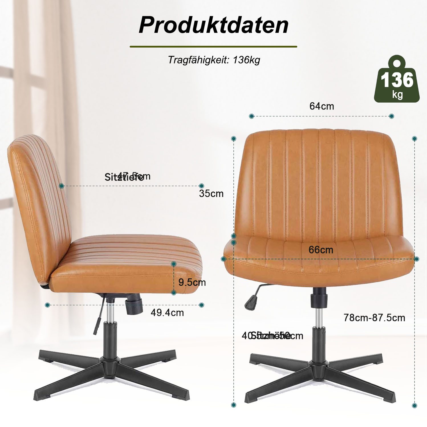 Refined Living Bürostuhl Schreibtischstuhl mit gekreuzten Beinen günstig online kaufen