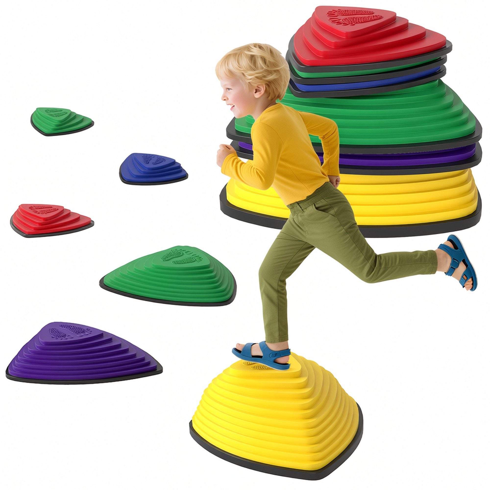AIYAPLAY Stapelspielzeug Balanciersteine Rutschfeste Sensorisches Spielzeug Gleichgewicht, (Flusssteine, 6-tlg), für Indoor, Outdoor für Kinder 3-8 Jahren