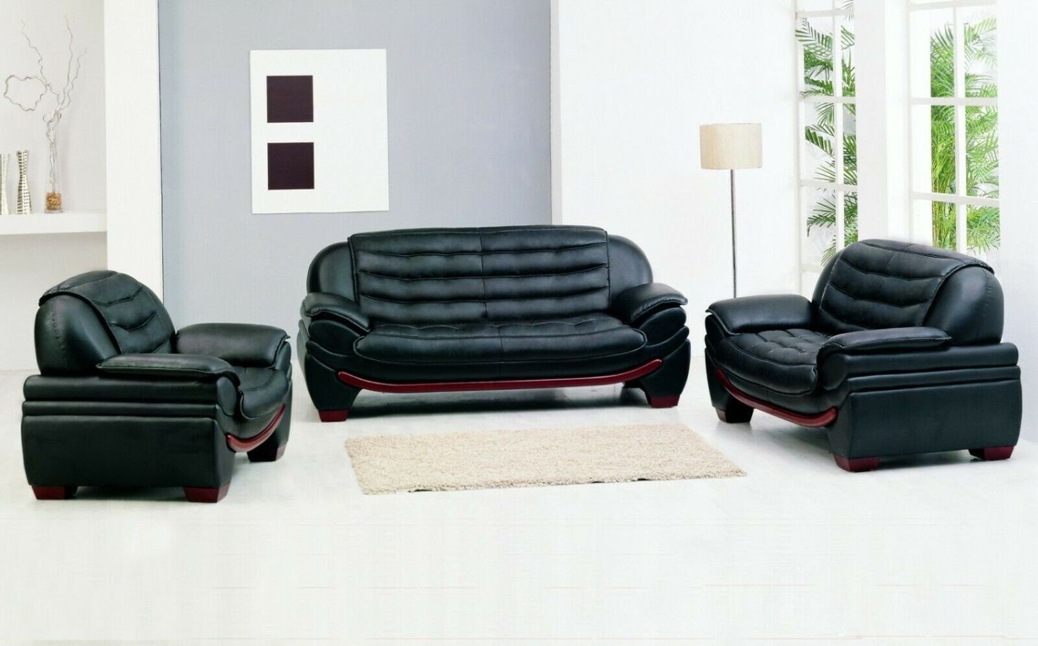 Leder Wohnzimmer Set, JVmoebel 3+2+1 Sitz Europe Sofagarnitur Polster Made Sofa Couch in