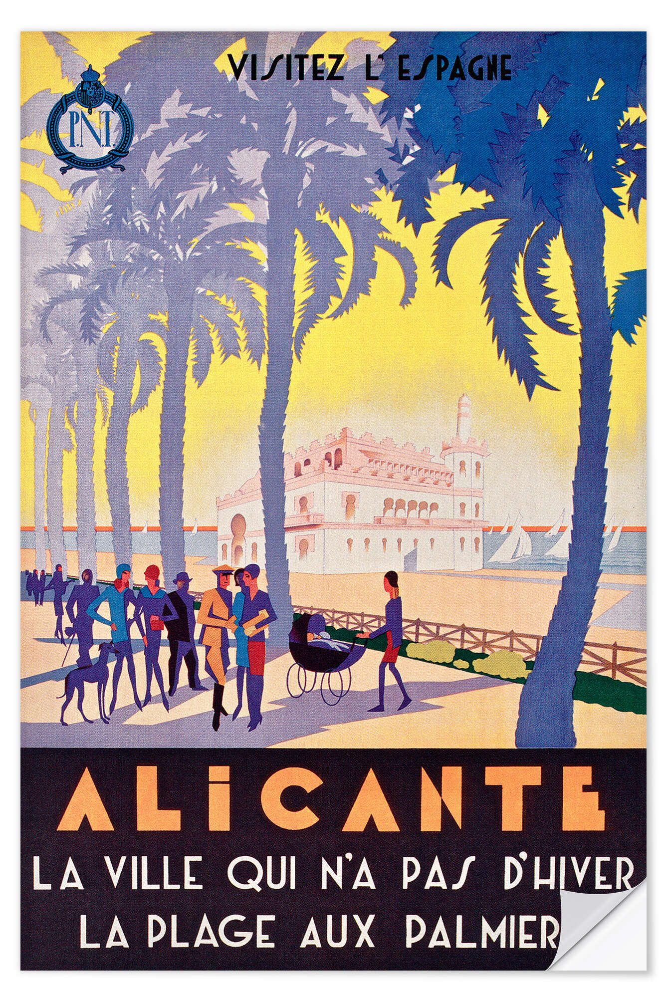 Posterlounge Wandfolie Vintage Travel Collection, Alicante (französisch), Vintage Illustration