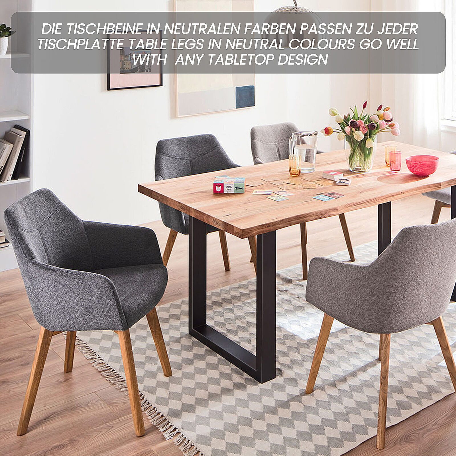 Youyijia Möbelfuß 2 Stück Metall Tischbeine 43x40cm Tischbeine Metall Schwarz – Bild 5 von 5