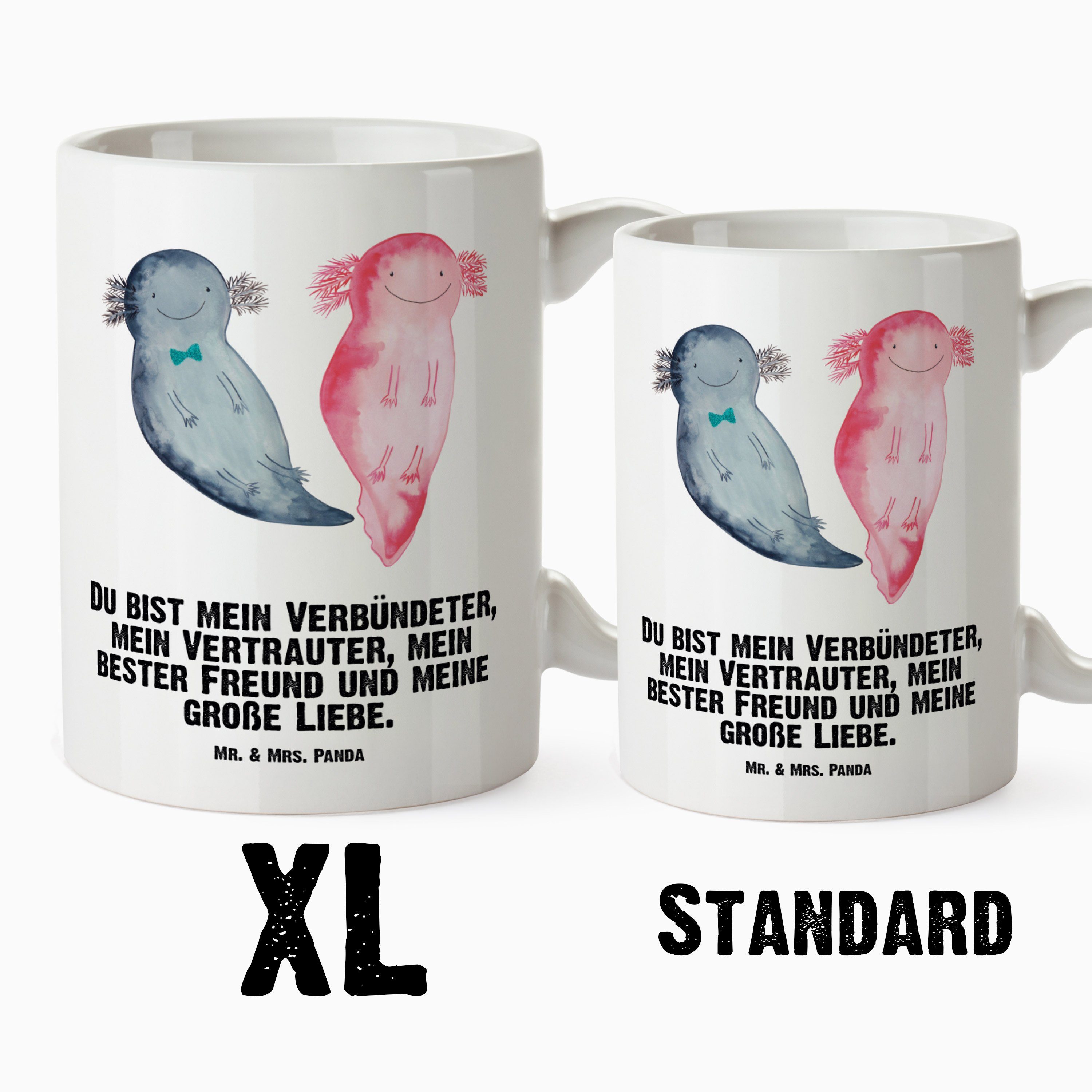 & XL Große Tasse - Axel+Lotte Keramik Grosse Mrs. - Axolotl Tasse Mr. Kaffeetasse, Panda Geschenk, Tasse, Weiß
