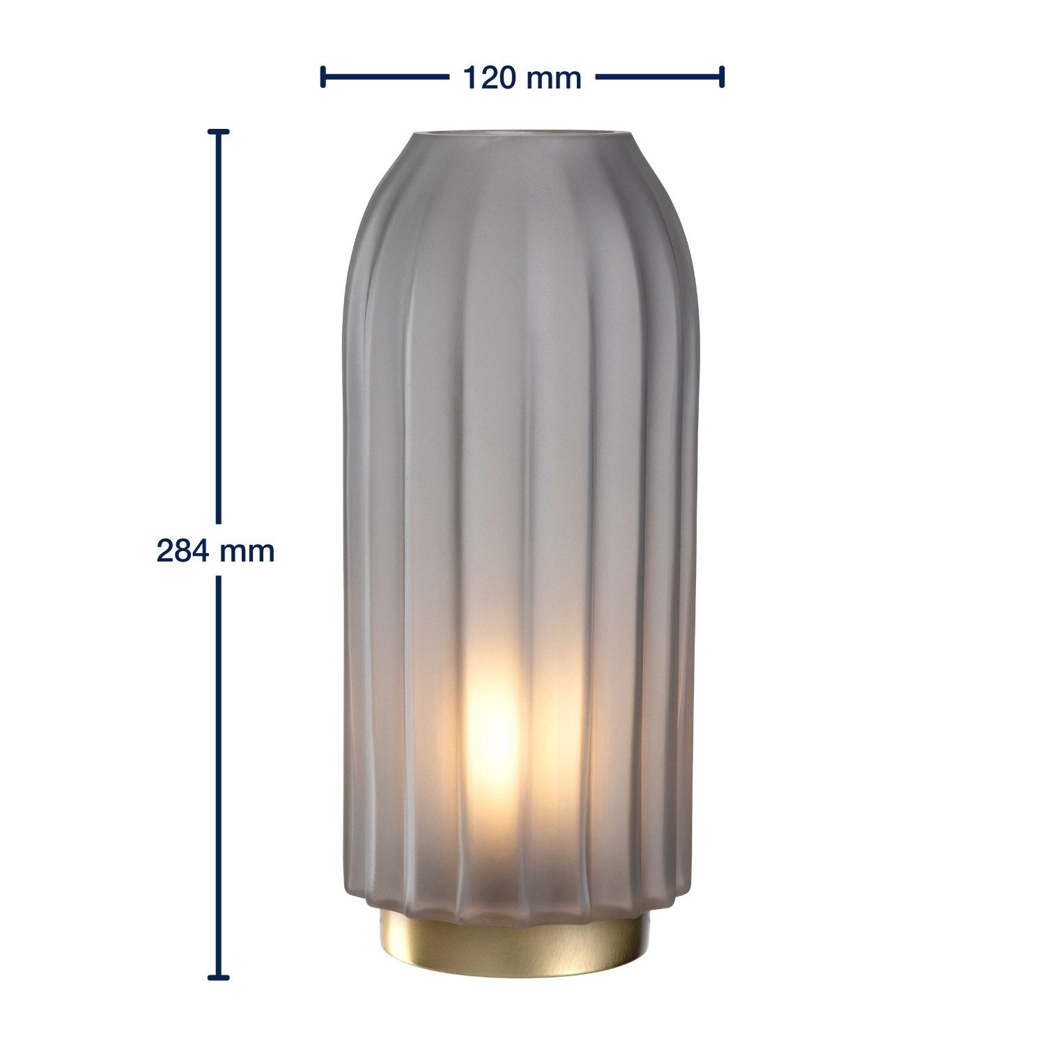 LEONARDO LED Dekolicht Silenzio, aus grauem Glas mit goldenem Sockel