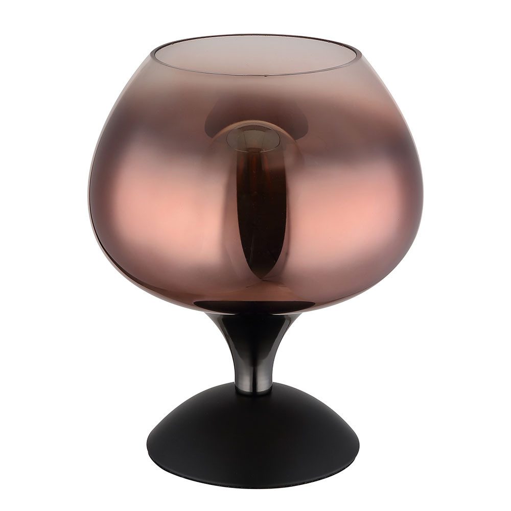 GLOBO LIGHTING Tischleuchte, Leuchtmittel nicht inklusive, Schlafzimmerleuchte Tischlampe Beistellleuchte 1x E27 Glas kupfer