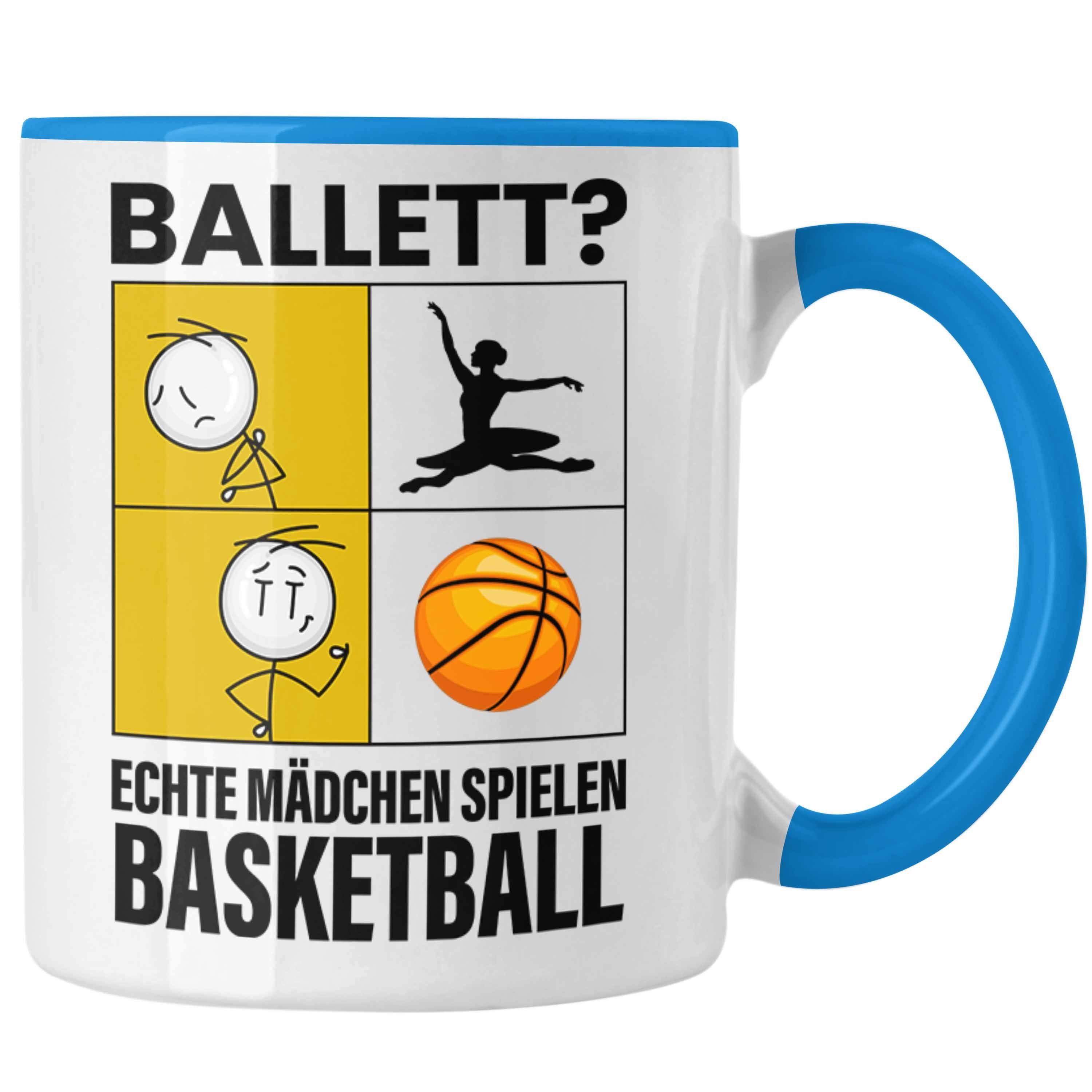 Trendation Tasse Basketball Mädchen Tasse Sport Geschenk Frauen Echte Mädchen Spielen B Blau