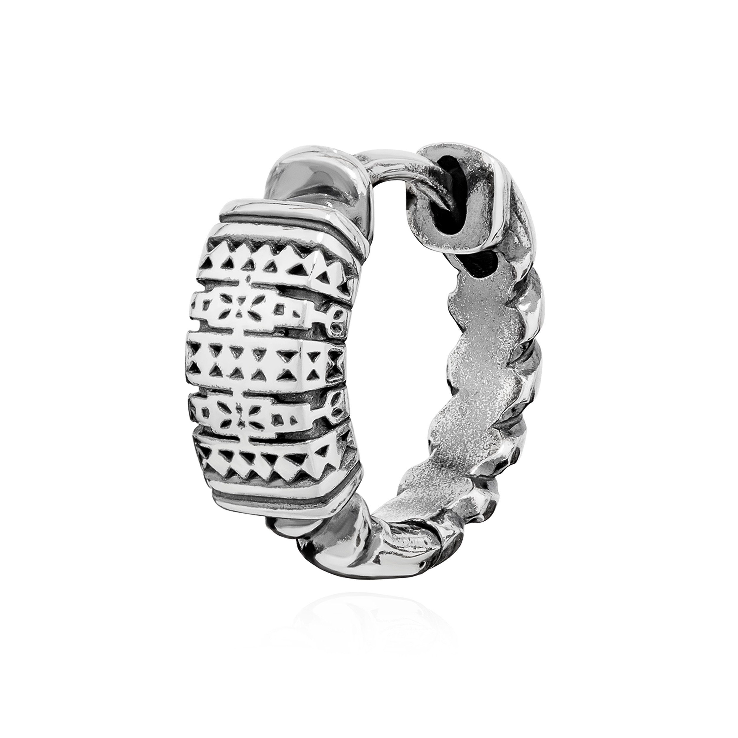 NKlaus Single-Creole Einzel 13mm Runen Creole 925 Sterling Silber oxidiert  keltischer Knote