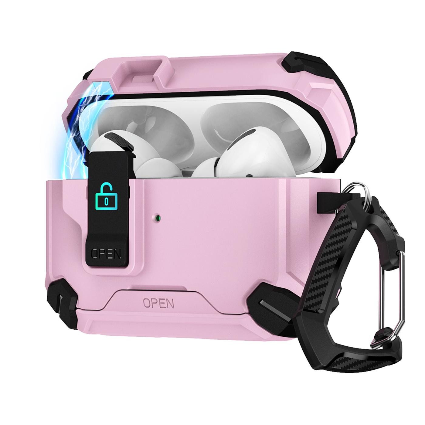 CoolGadget Kopfhörer-Schutzhülle Defender Hülle für Apple AirPods Pro 3 magnetisch mit Karabiner, 360° Full-Body Case Schutzhülle Handy Standfunktion magnetisch ladbar