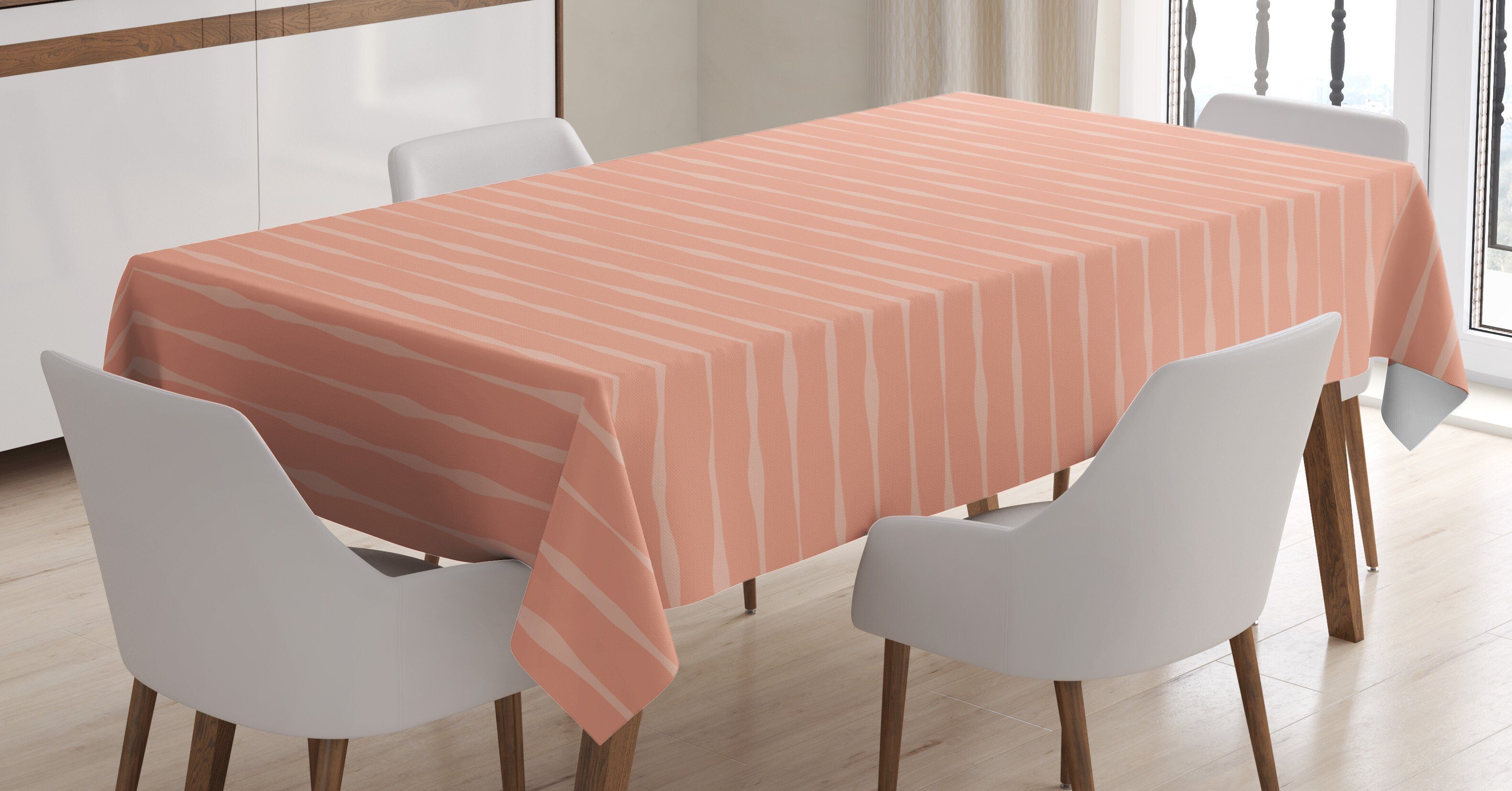 Abakuhaus Tischdecke Farbfest Waschbar Für den Außen Bereich geeignet Klare Farben, Pfirsich Abstrakte wellenförmige Linien Peachy | Tischdecken