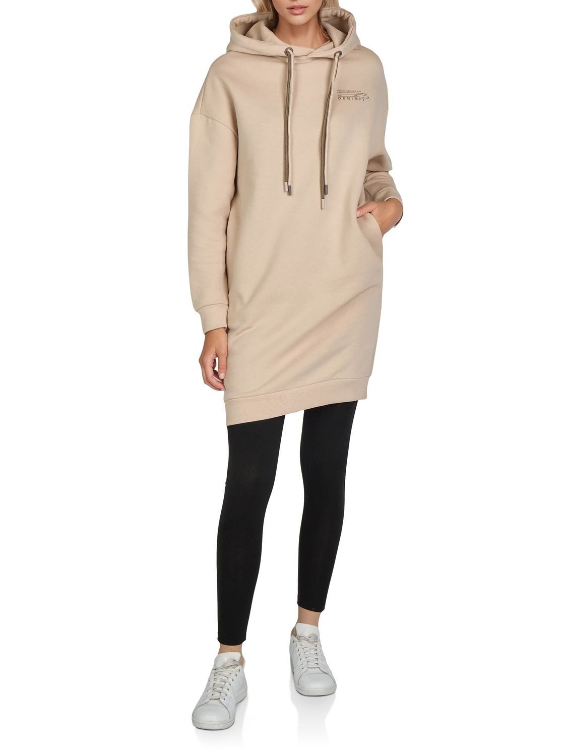 DENIMFY Sweatkleid Damen Kapuzenpullover DFAnna Oversize Freizeitkleid mit Kapuze