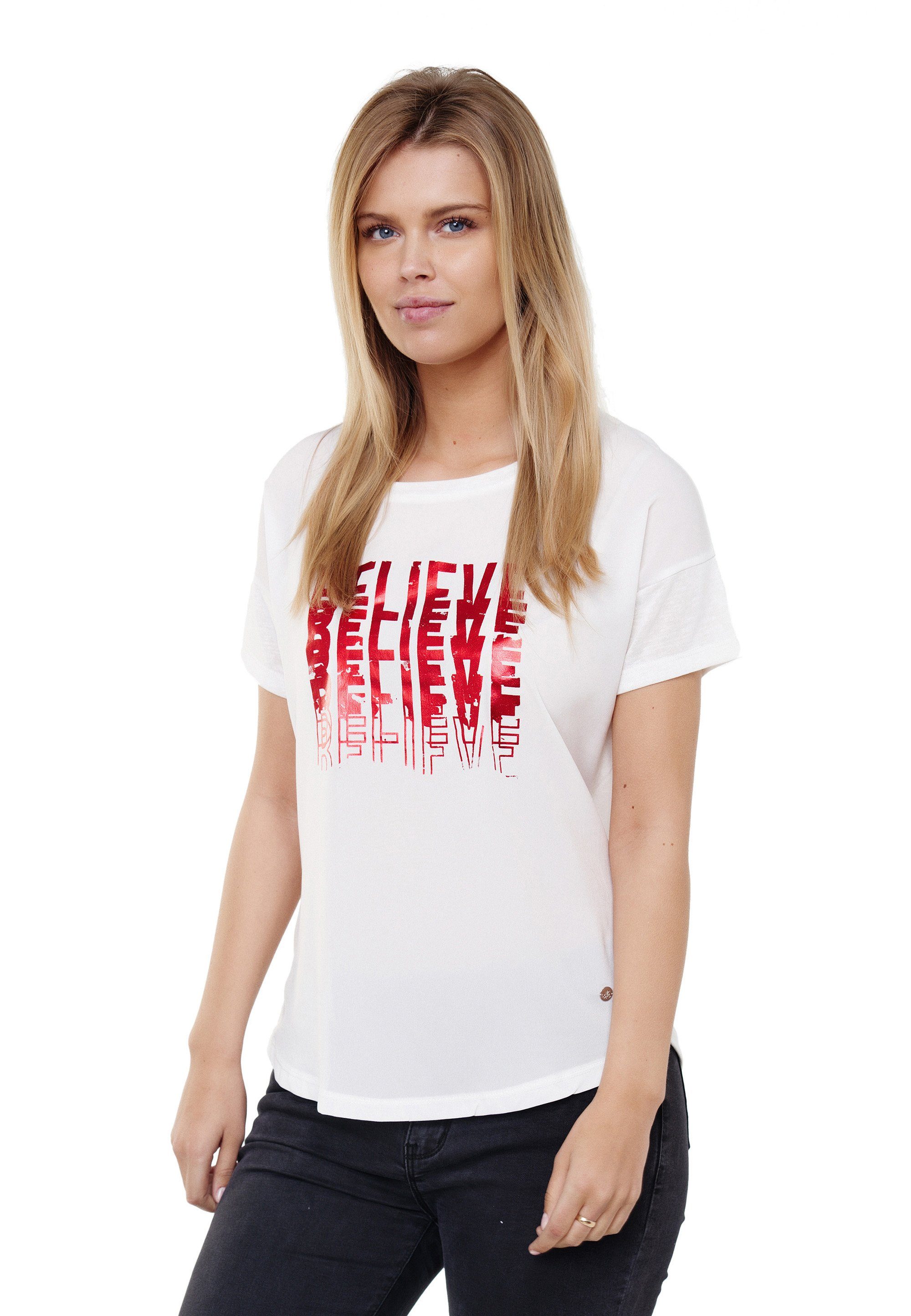 Printmotiv detailliertem Believe mit T-Shirt Decay rot