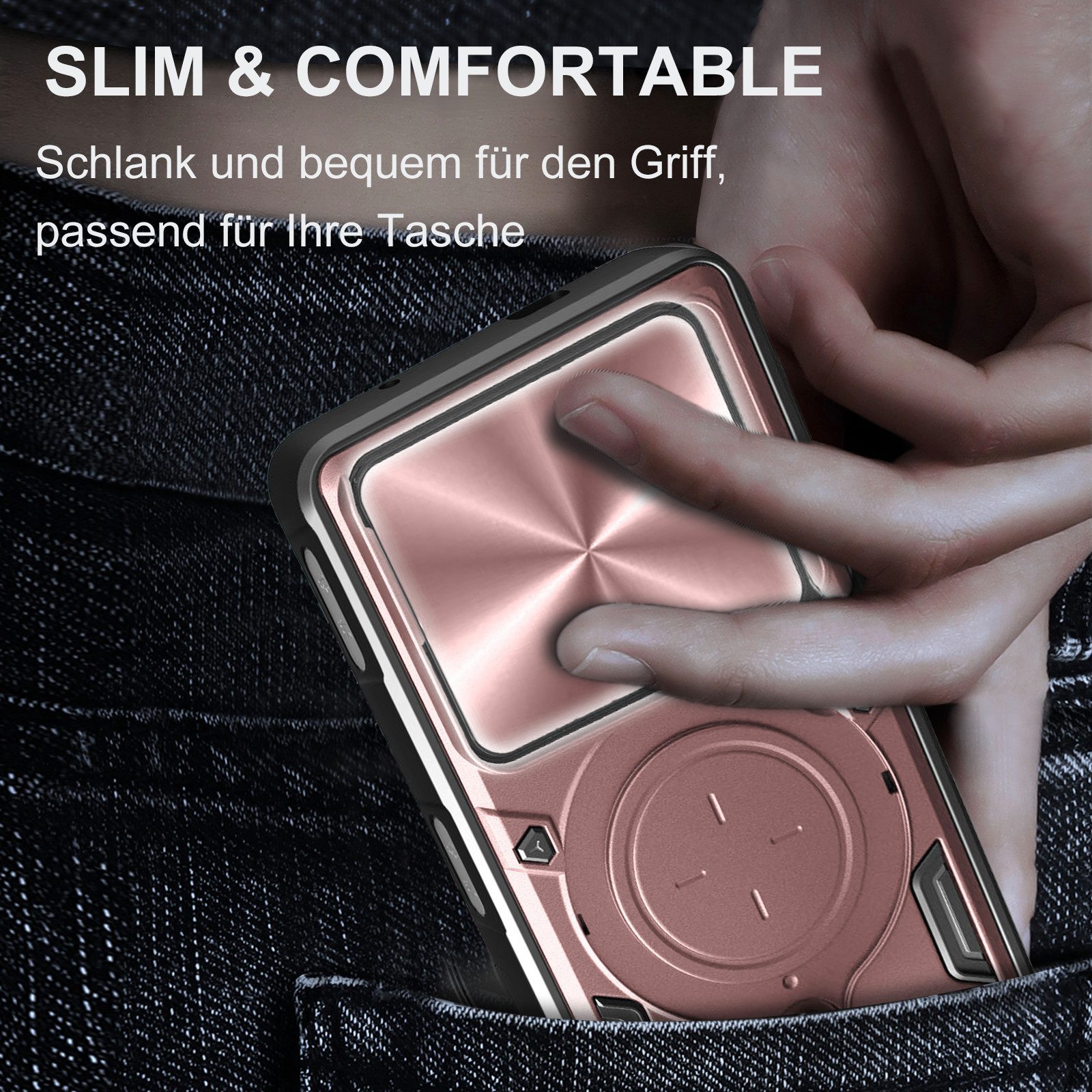 betterfon Handyhülle für ZTE Blade Hülle mit Slide Kameraschutz Ringhalter, Outdoorhülle mit Smartstand, Silikonkern & präziser Passform – Bild 5 von 5
