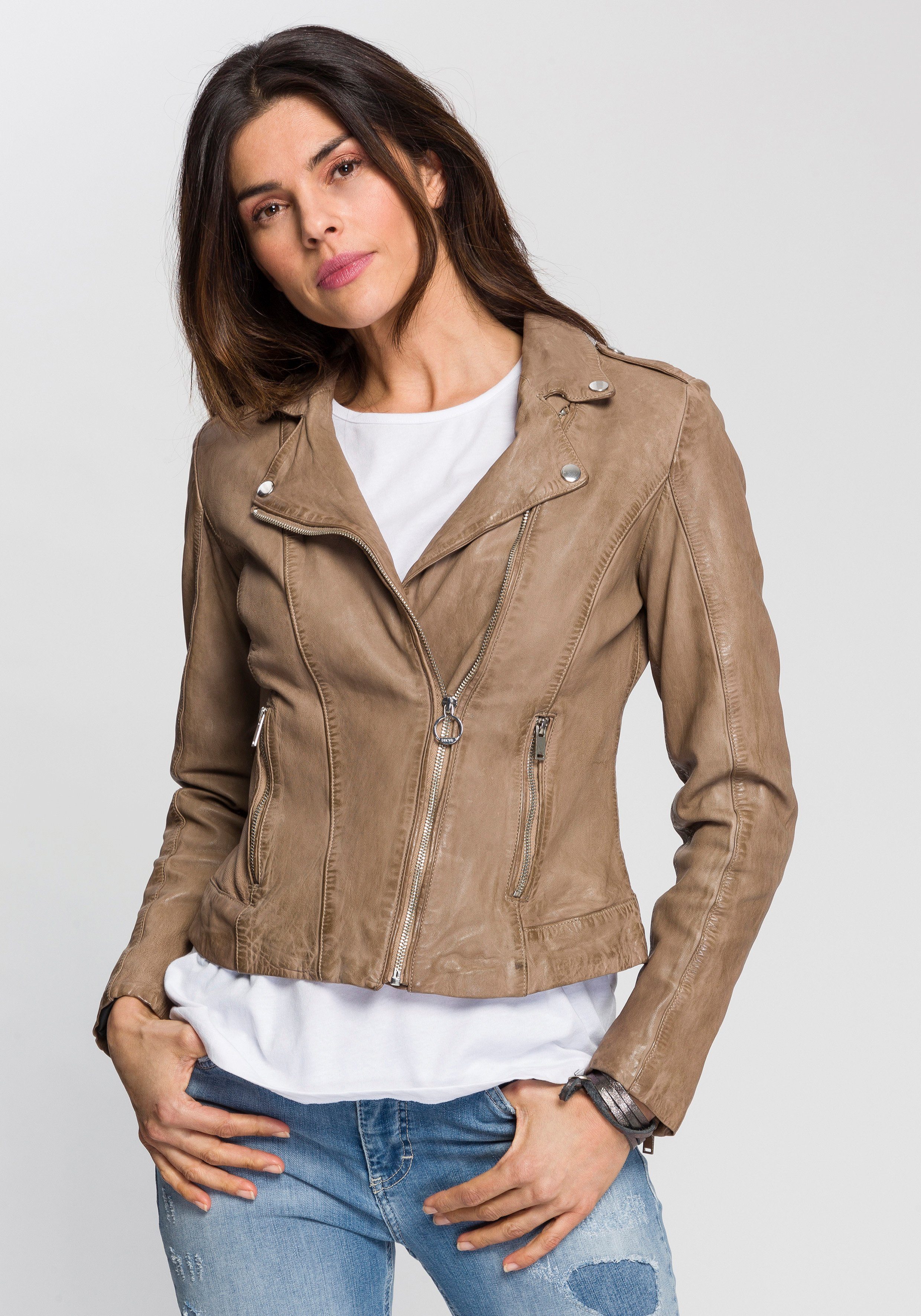 Beige Damen Lederjacken kaufen » Beige Echt-Lederjacken| OTTO