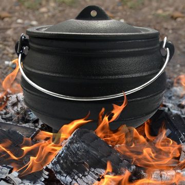 Feel2Home Feuertopf Dutch Oven Kochkessel Potjie Outdoorküche Schmortopf versch. Größen, Gusseisen, Gleichmässige Hitzeverteilung