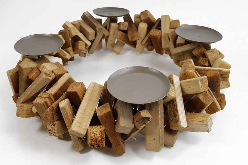 Spetebo Adventskranz »Adventskranz aus Holz - Ø 38 cm - Kerzenhalter«, robust aus Holz