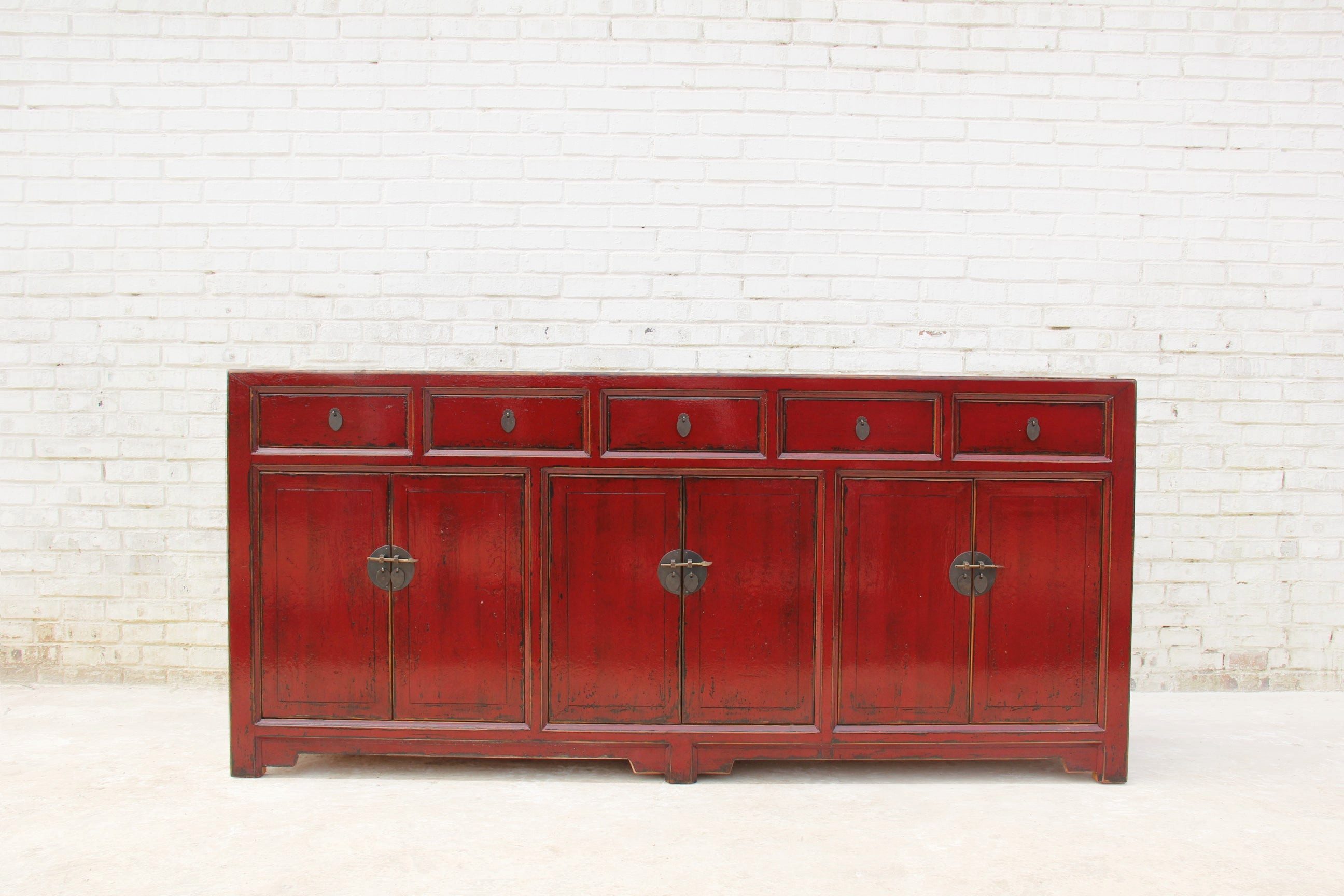 Luxury-Park-Direct Kommode Asia Kommode mit karmesinroter Patina und traditionellen Details