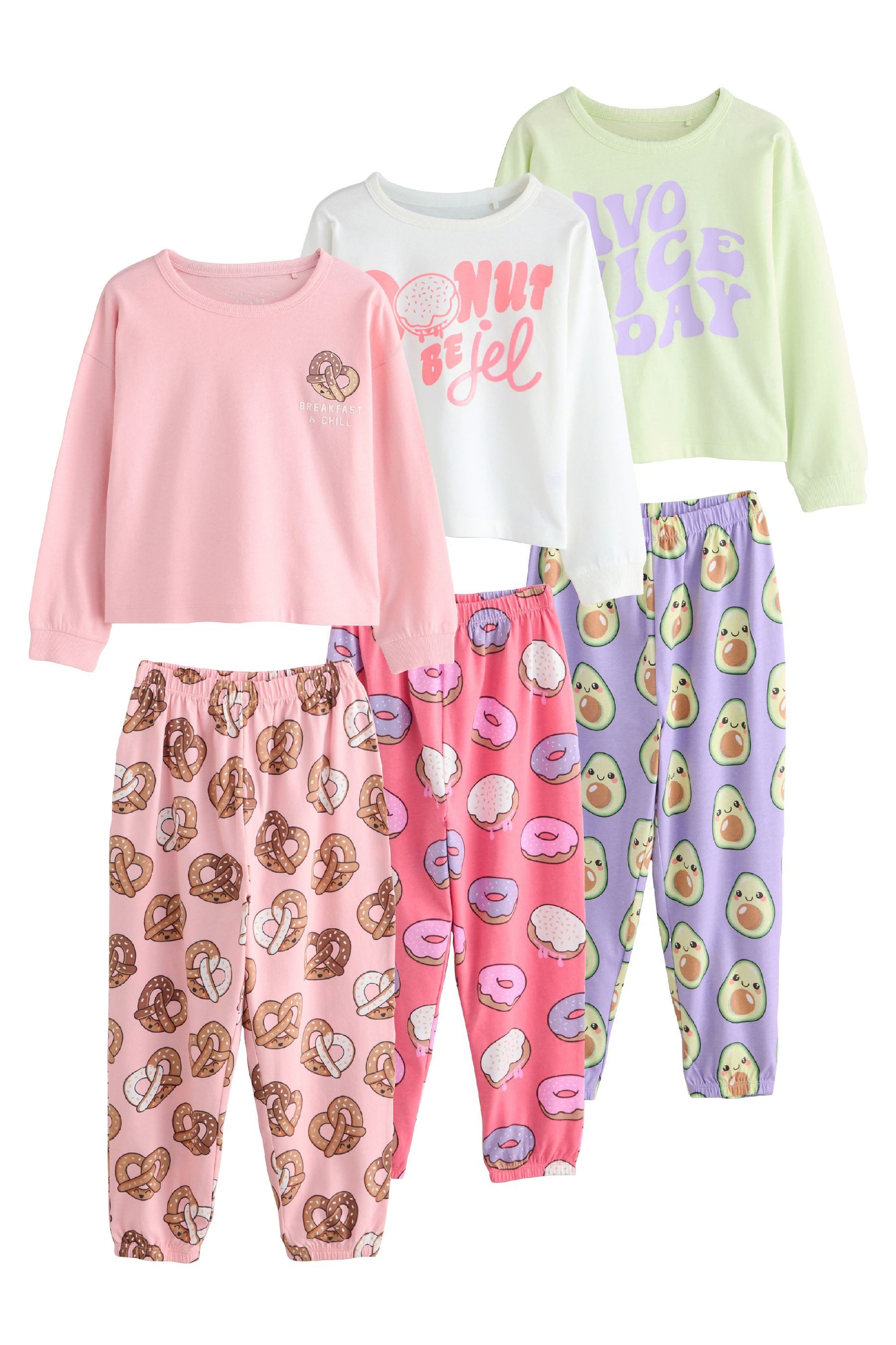 Pyjama Schlafanzug mit Jogginghose im 3er-Pack