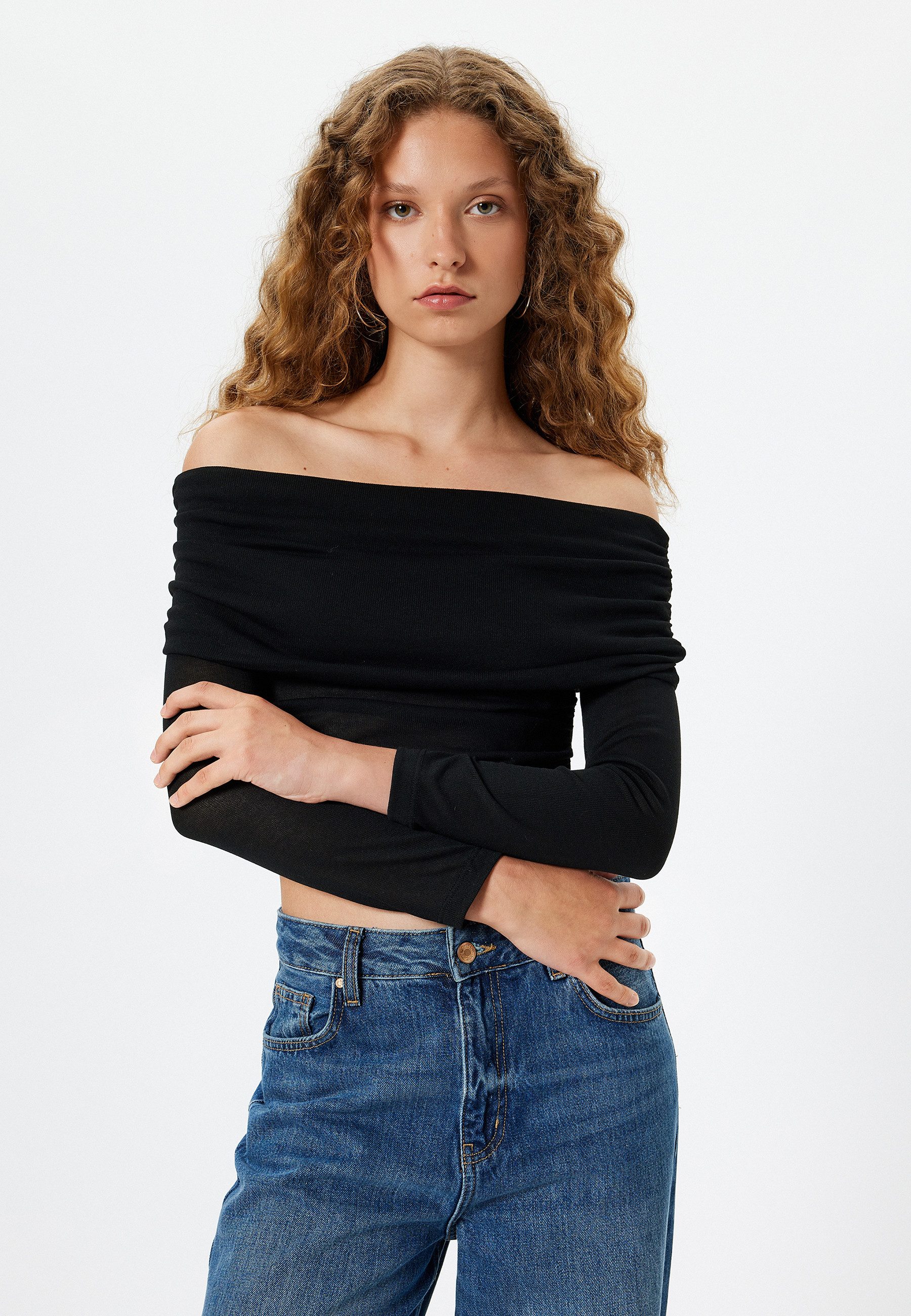 Koton T-Shirt U-Boot-Kragen Langärmelig günstig online kaufen