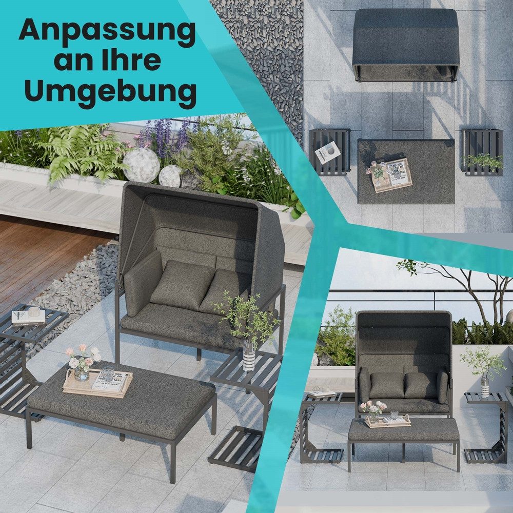 Mucola Strandkorb Relaxinsel mit Dach Gartenliege Aluminium Sonnenliege wet günstig online kaufen