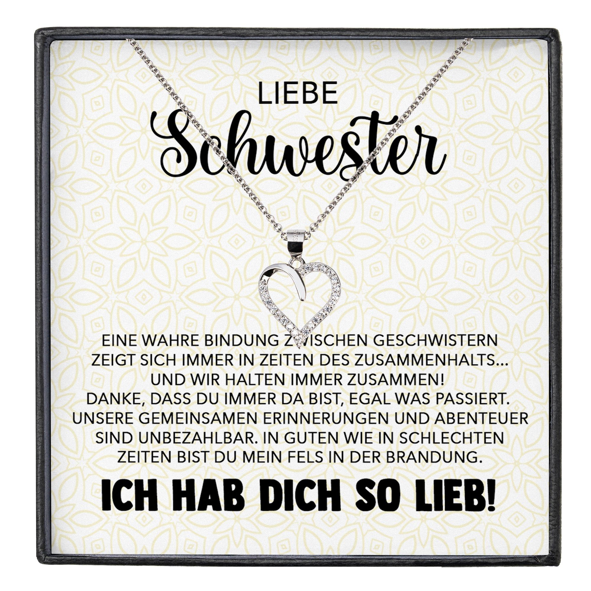 Schmuckset Liebe Schwester Geschenk Frauen Mädchen Herz Halskette Geschwister