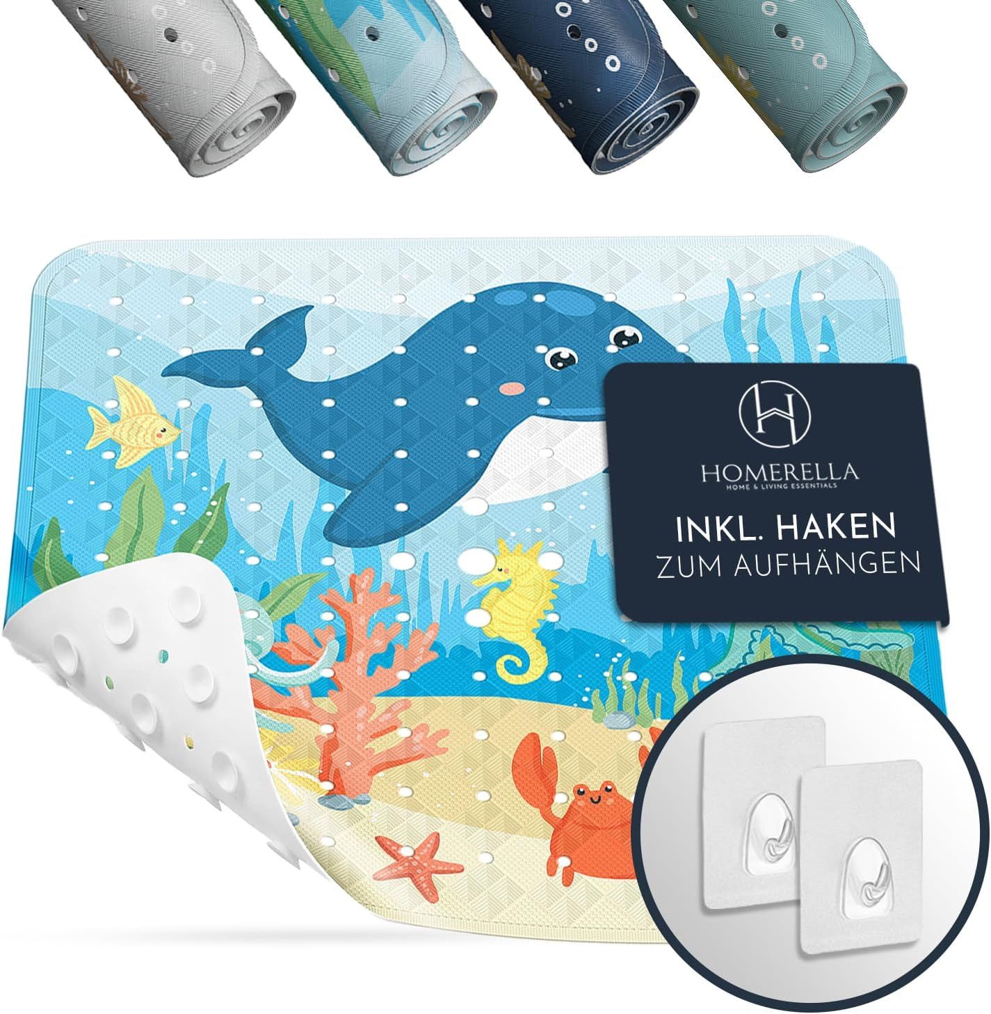 Homerella Duschmatte rutschfest Kinder - 100% BPA frei Inkl. 2 Haken zum Au günstig online kaufen