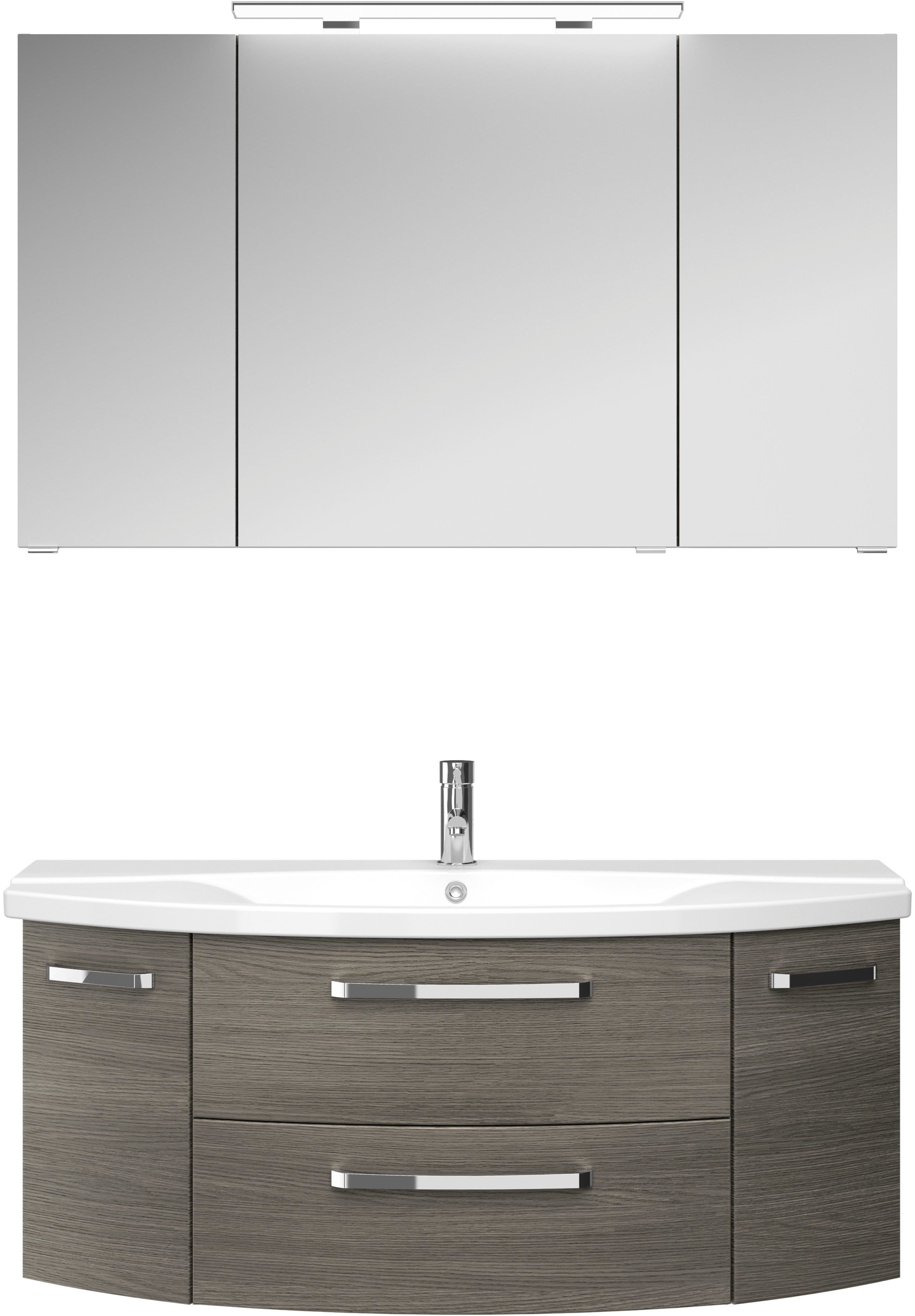 Saphir Badmöbel-Set Serie 4010 2-teilig Keramik-Waschtisch mit LED-Spiegelschrank, (Set), Badezimmer Set 120,5 cm breit, inkl. Türdämpfer, 5 Türen, 2 Schubladen