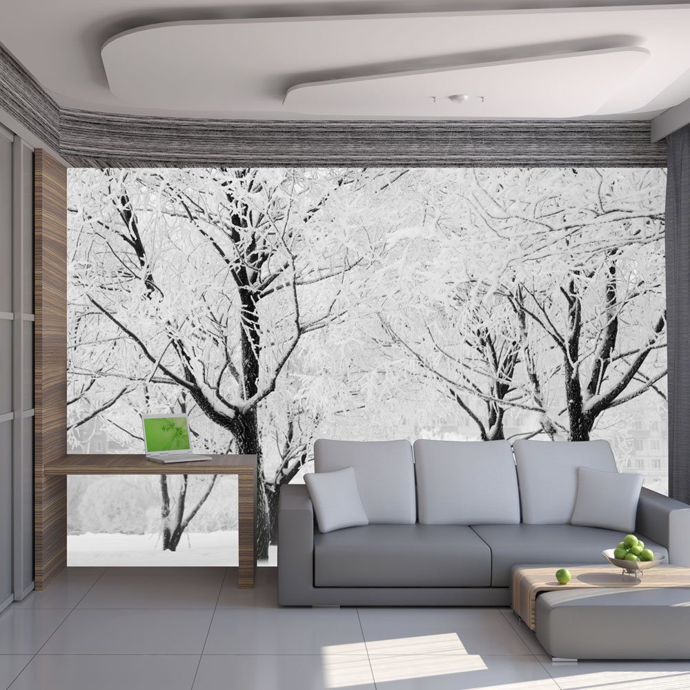 KUNSTLOFT Vliestapete Verschneite Bäume: Ein Wintermärchen 3x2.31 m, halb-matt, lichtbeständige Design Tapete