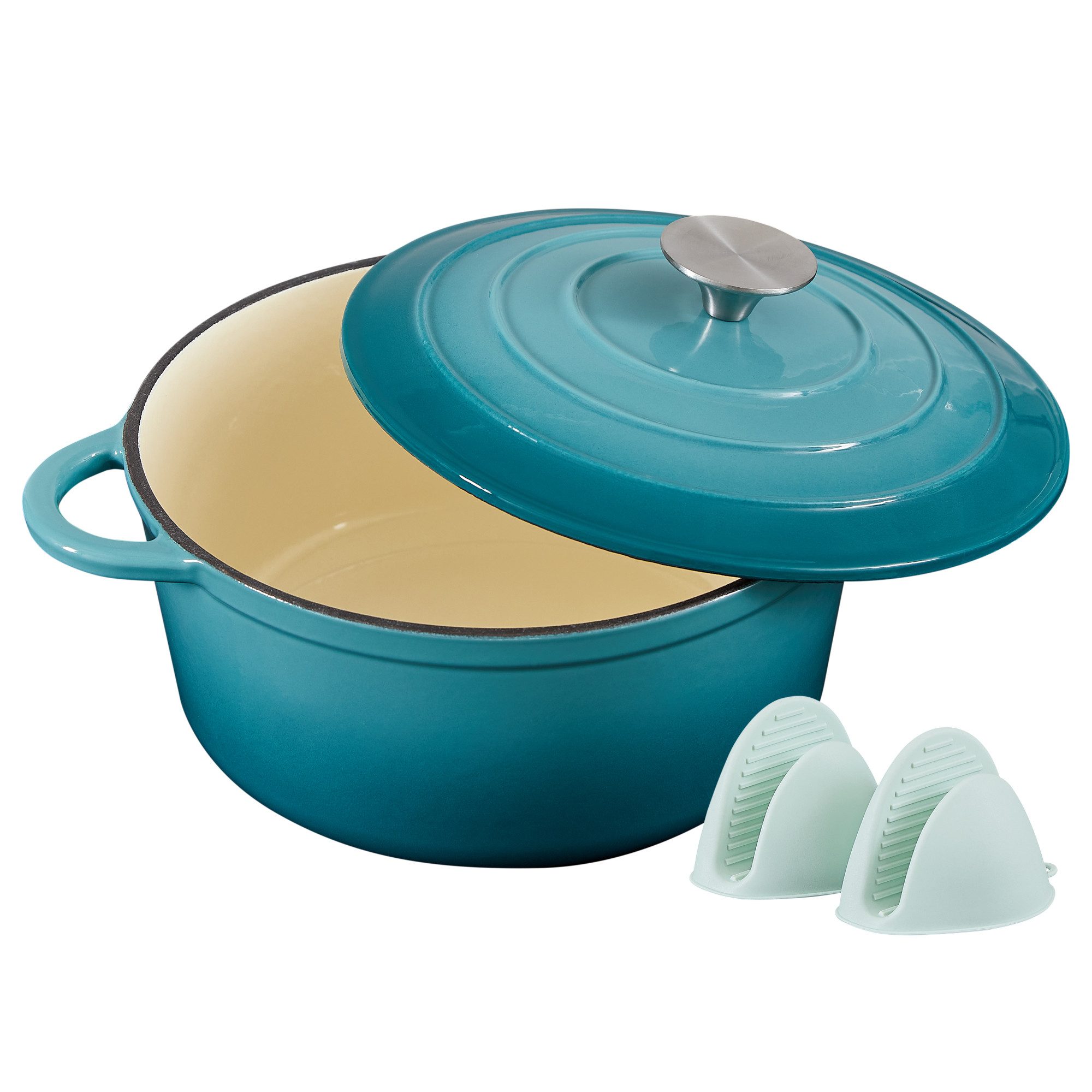 Nilpferd Bräter Gusseisen Topf 22/24/26cm emaillierte Bräter Gusseisentopf Schmortopf, (Set, 1 Pot mit 1 lid), Backofengeeignet Induktionsgeeignet Zum Braten, Schmoren, Kochen
