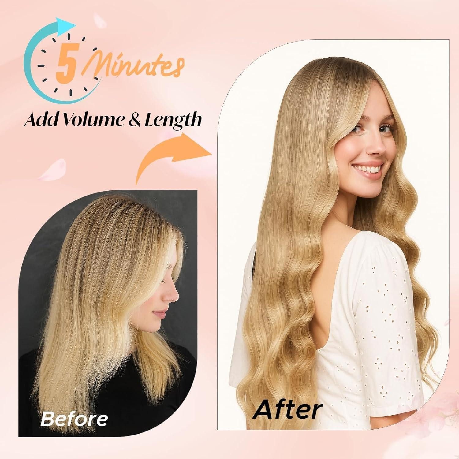 LuxusKollektion Echthaar-Extension Clipin Extensions 4T4P27 Schokoladenbraun Mit Hellbraun 40cm-65g