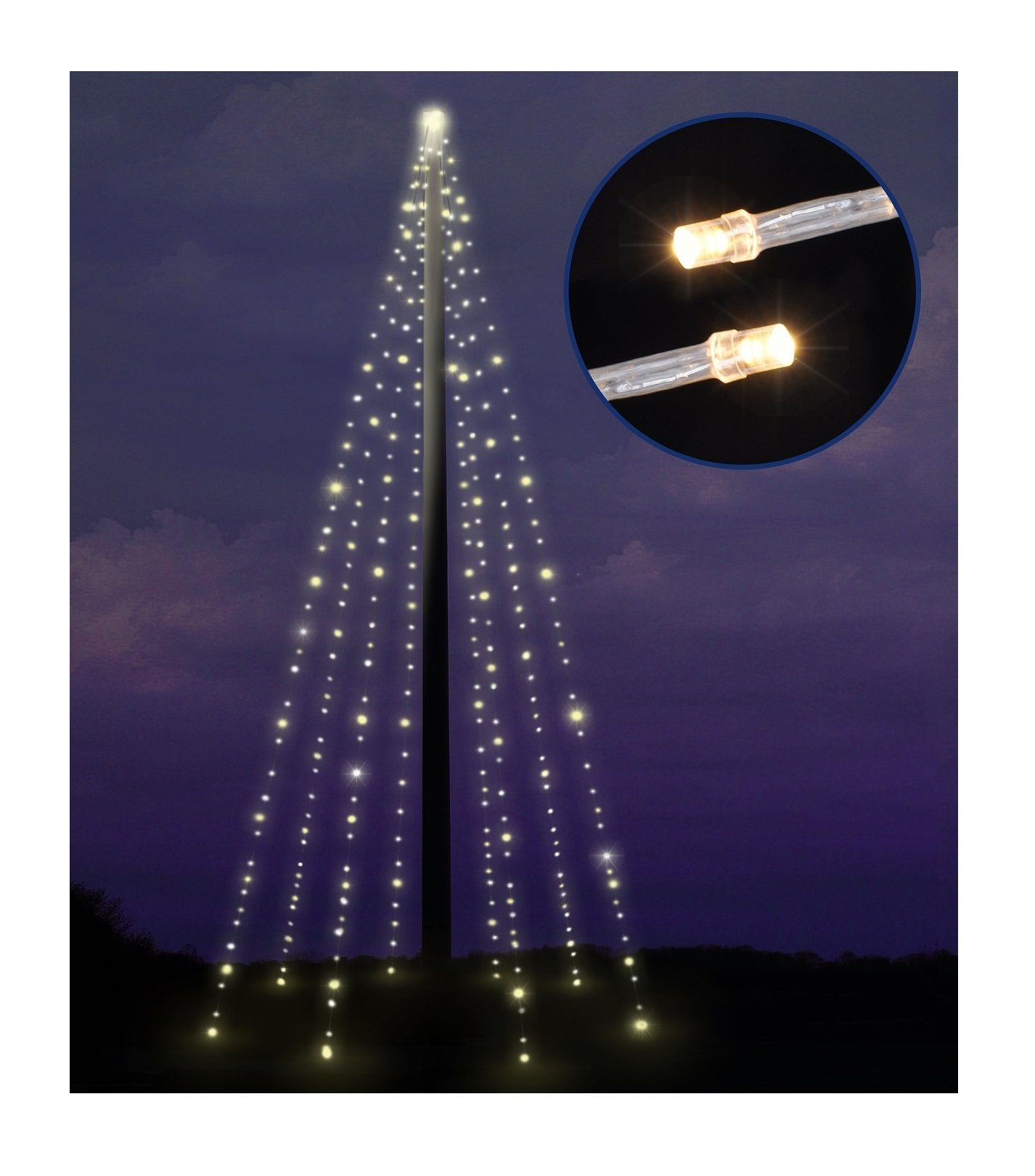 GartenHero LED-Lichterkette »Fahnenmast Lichterkette 400 LEDs 8x10m  Fahnenstangen Beleuchtung Lichterschlauch«
