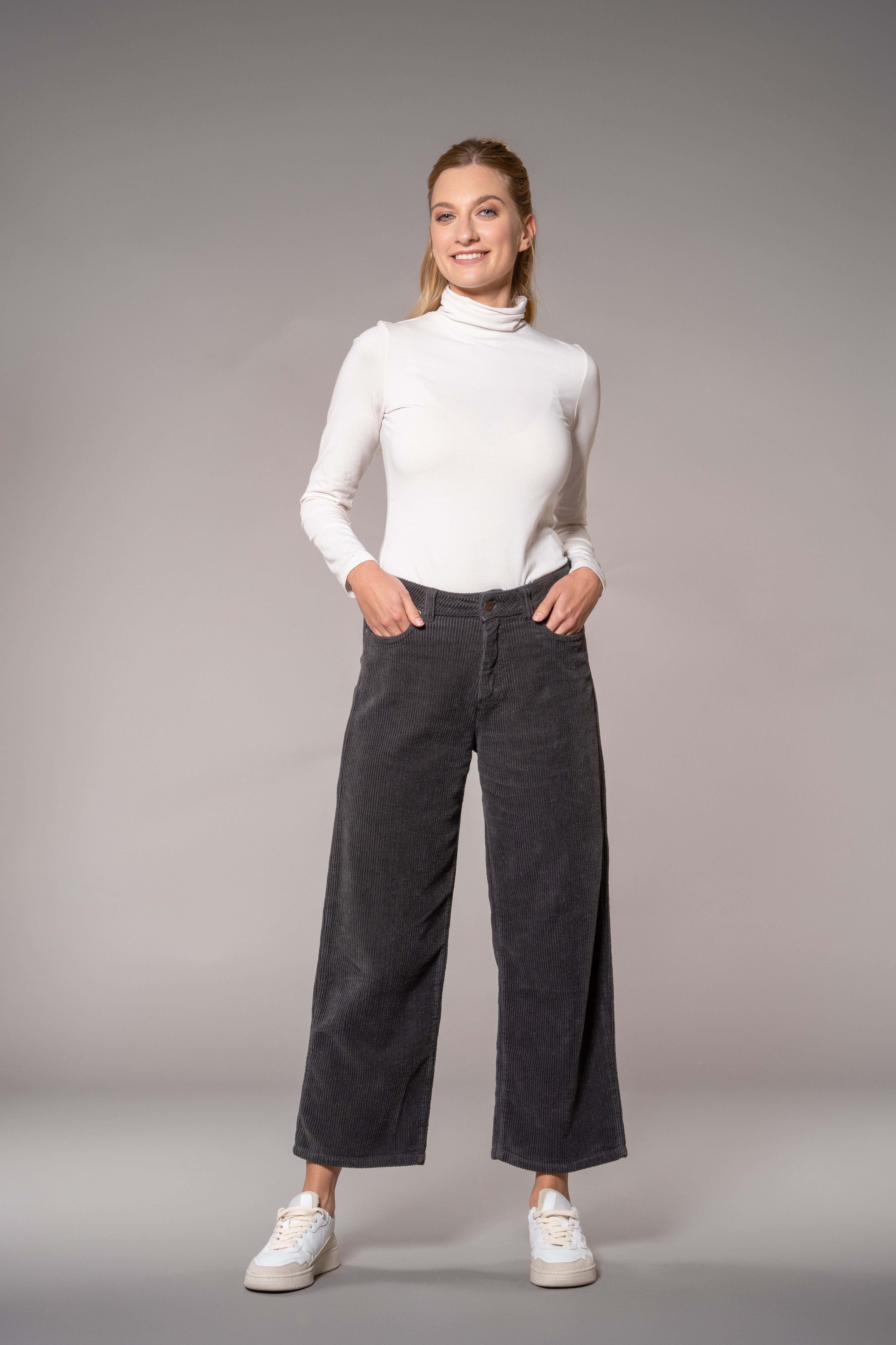 Cordhose fv-Flo:ra, Wide Leg, High Waist, Ankle