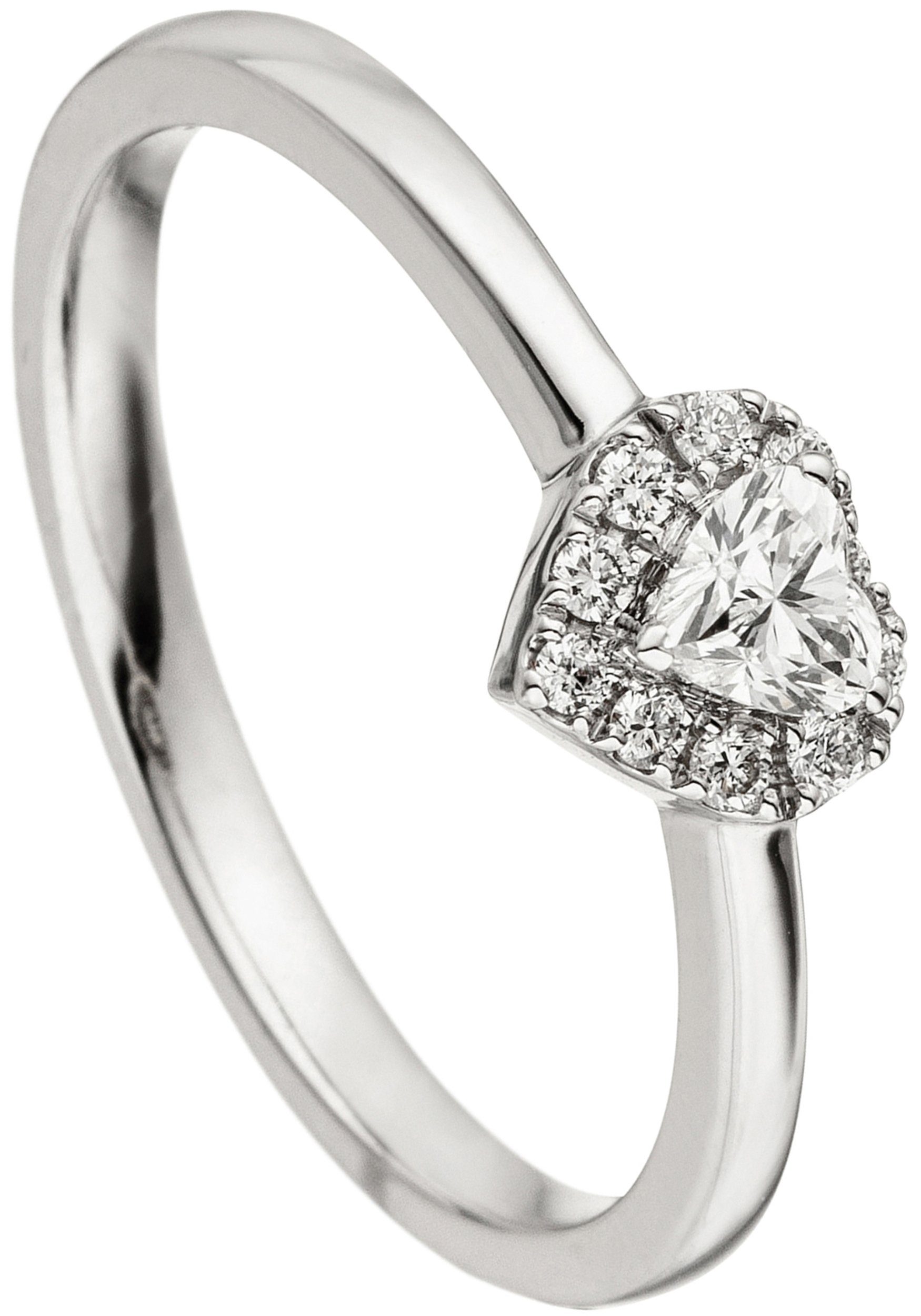 JOBO Diamantring Herz-Ring mit 10 Diaman...