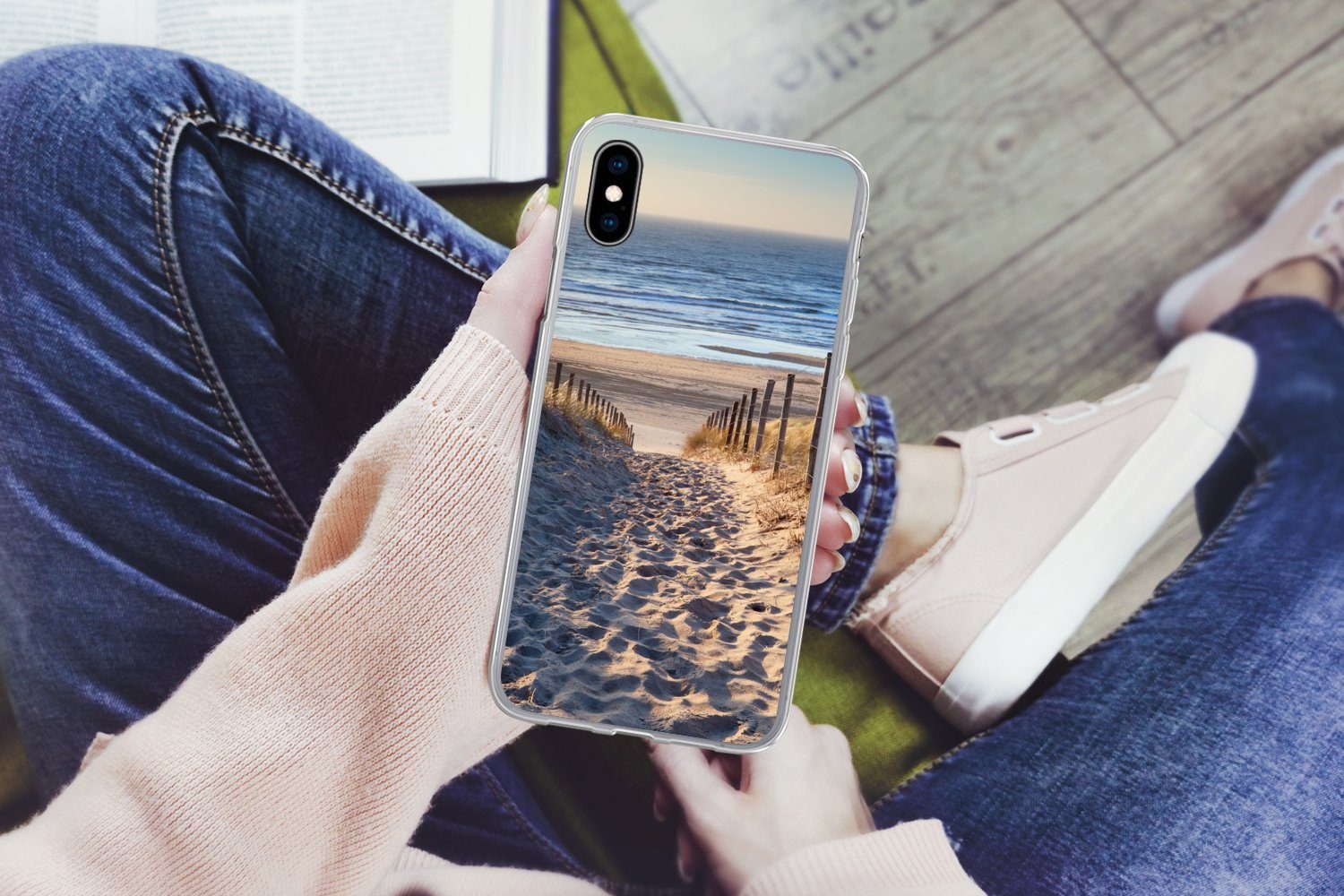 MuchoWow Handyhülle für Apple iPhone X Strand - Meer - Niederlande - Dünen - Sonne, Smartphone-Bumper, Print, Handy Schutzhülle Dünn