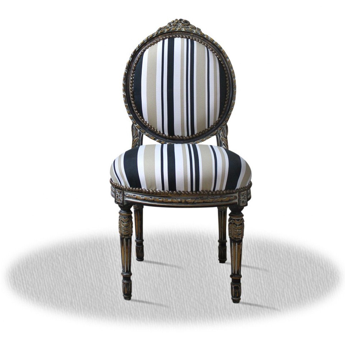 Casa Padrino Besucherstuhl Barock Salonstuhl mit Streifen 50 x 50 x H. 100 cm - Luxus Stuhl