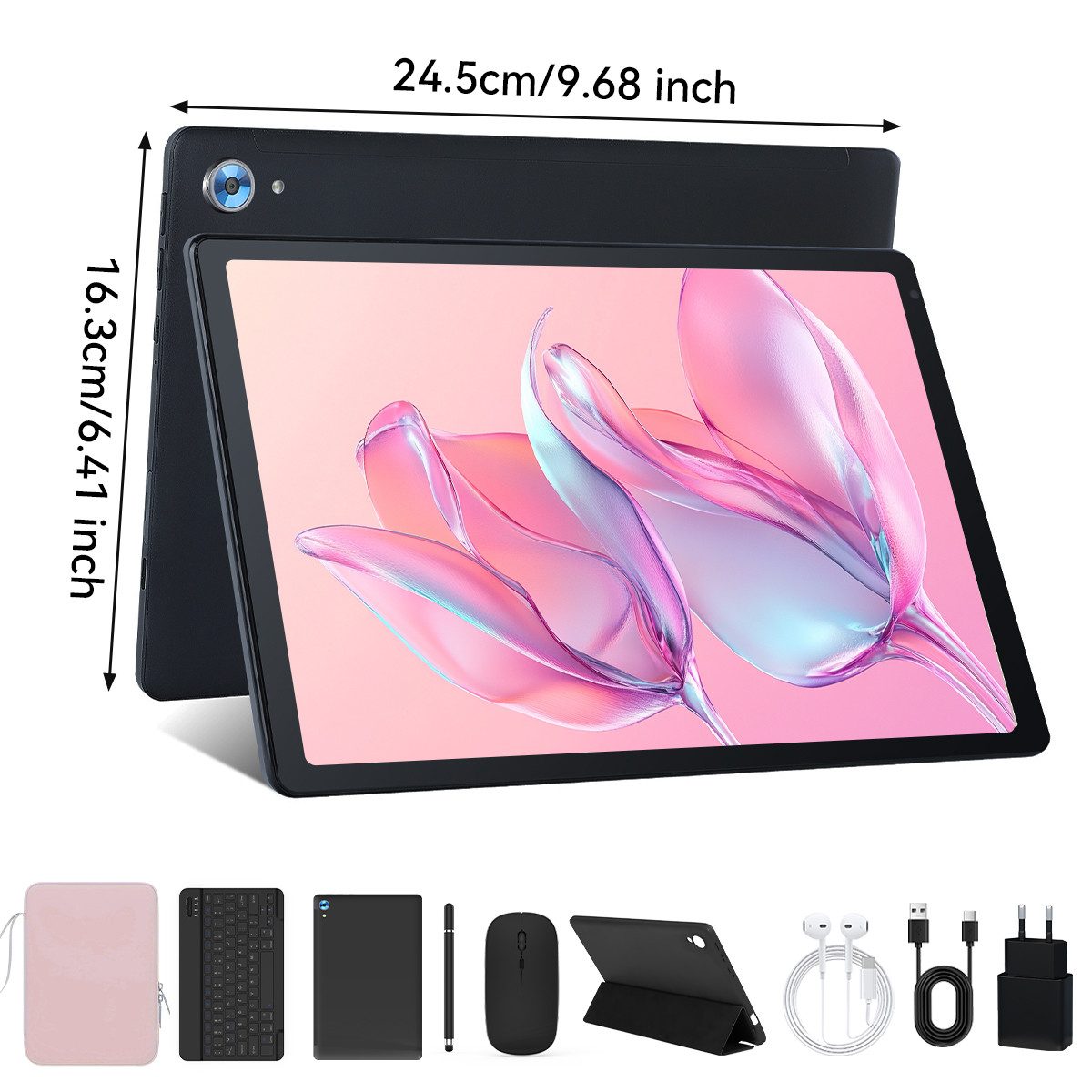 BUFO 10.1 Zoll Android, 4GB/6GB+128GB, 1280x800 HD, incl. Hülle Set Tablet (10", 128 GB, Android 15, Octa core mit Tastatur, Stift, Maus, Hülle, Kopfhörer, WiFi 6 BT 5)
