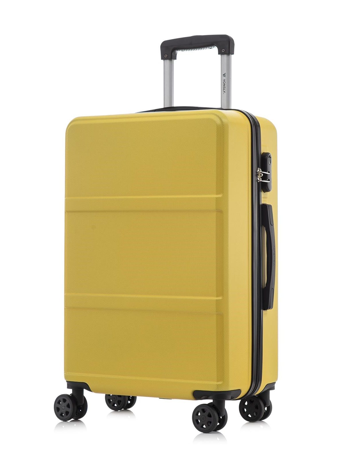 YONSLY Handgepäckkoffer Hartschalen-Reisekoffer Trolley Rollkoffer für Reisen von S bis XL, 4 Rollen, aus ABS und Aluminium, mit Zahlenschloss und weichem Gummigriff