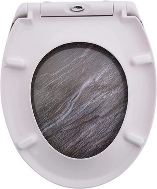 Yelcona WC-Sitz Abnehmbar mit Absenkautomatik schnellverschluss Toilettendeckel Granit