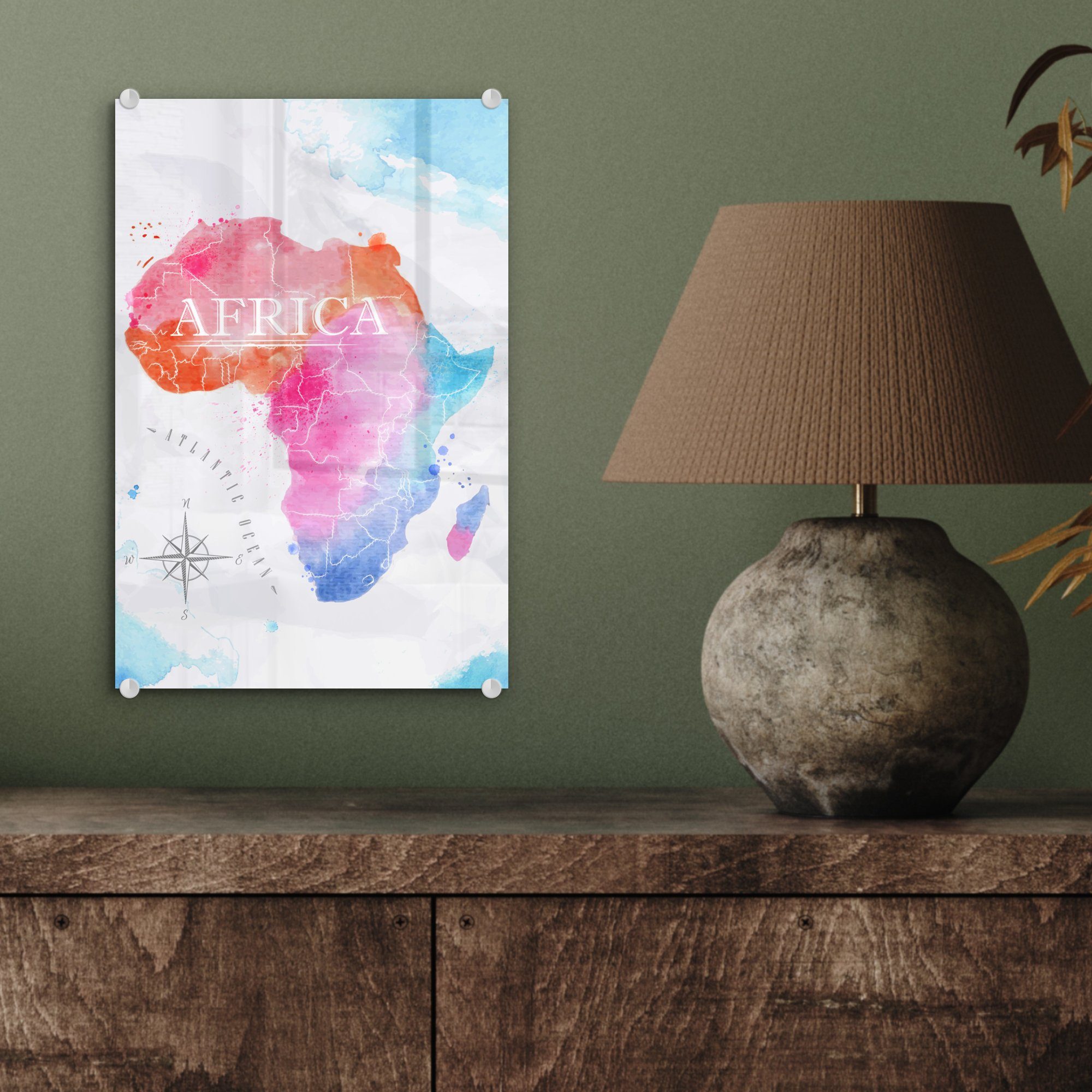 Afrika St), Glasbilder - Bilder Wanddekoration Ölfarben, - MuchoWow (1 auf Farben Glas - Glas Foto auf Acrylglasbild - Wandbild -