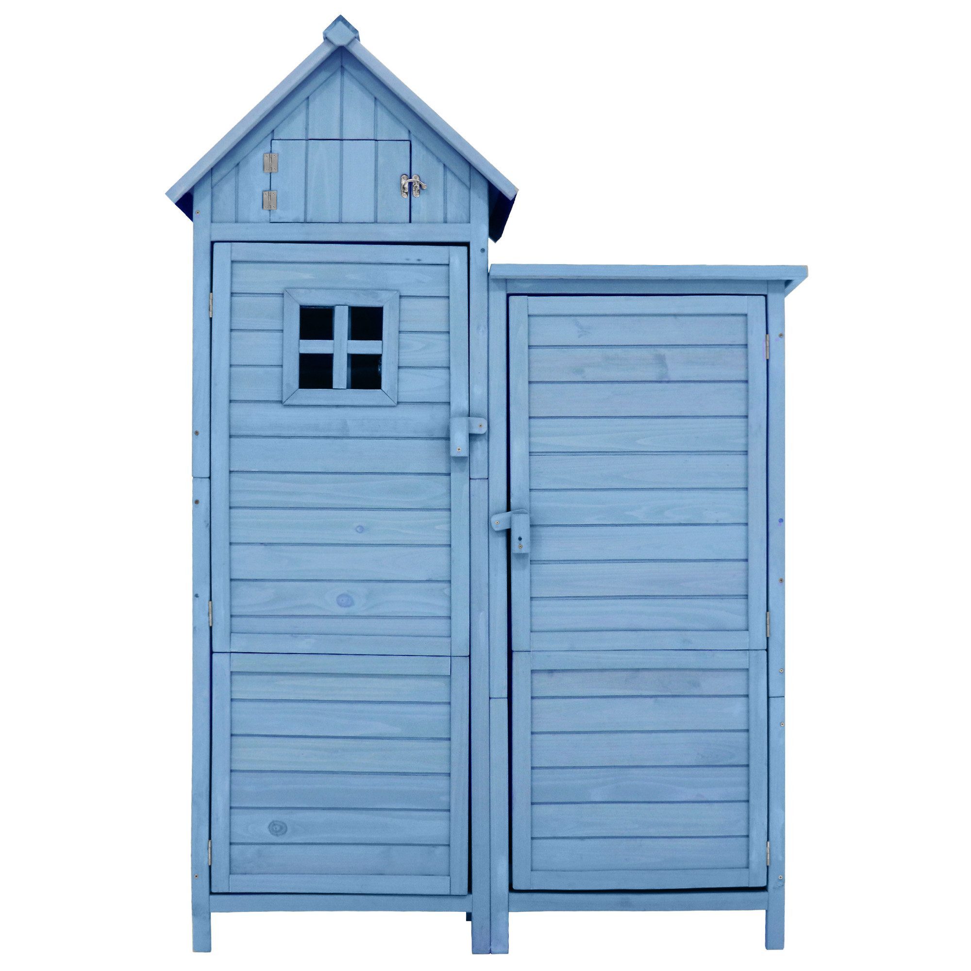 Odikalo Gerätehaus Gartenschrank Geräteschuppen Geräteschrank wetterfest Dach Grün/Blau