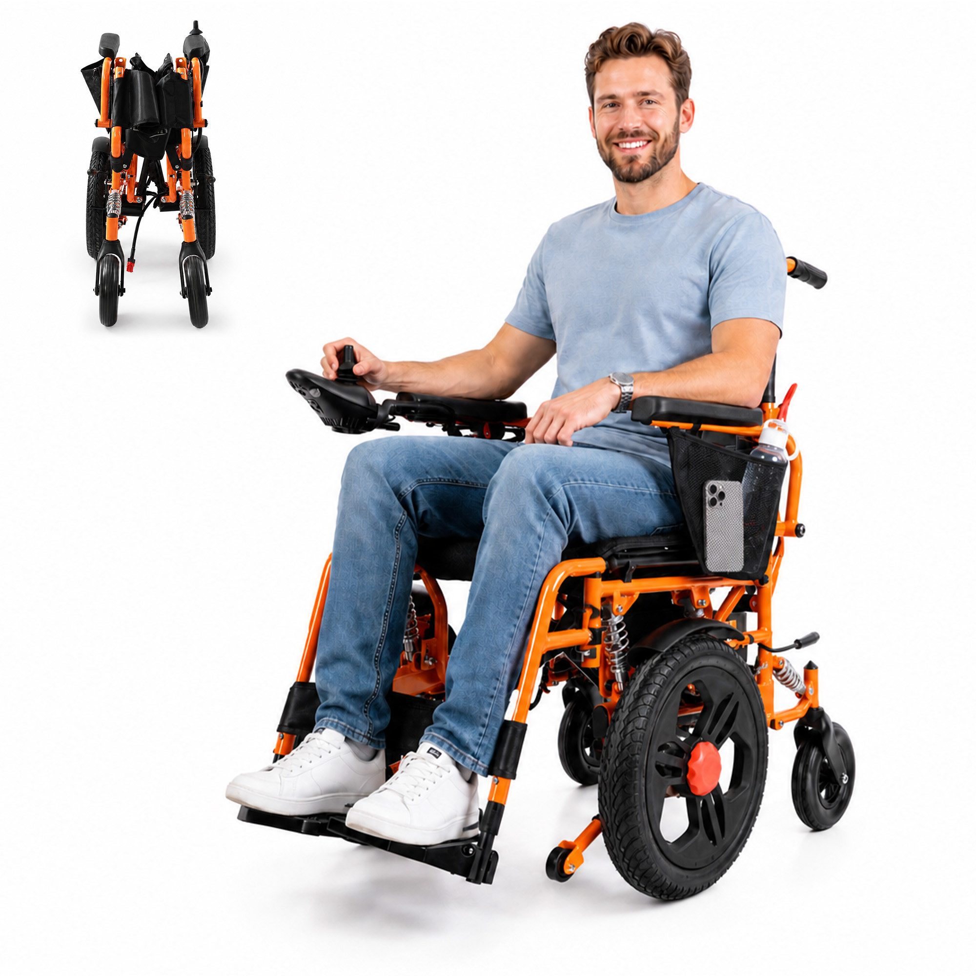 Vankel Elektrorollstuhl Elektrischer Rollstuhl faltbar mit 288 Wh Akku und 360 Grad Joystick, Zwei 250 W Motoren und sechs einstellbare Federn für Ihren Alltag