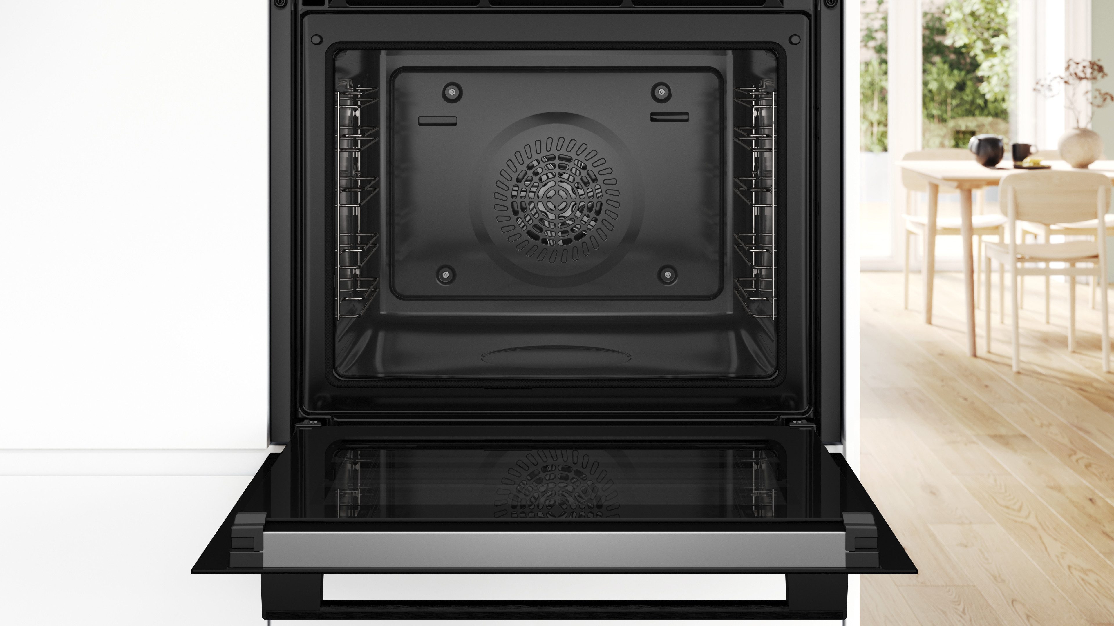 BOSCH Pyrolyse Backofen Serie 4 HBA572BM3, mit Teleskopauszug nachrüstbar, Mattes Design und Air Fry Funktion für perfekt frittierte Lebensmittel