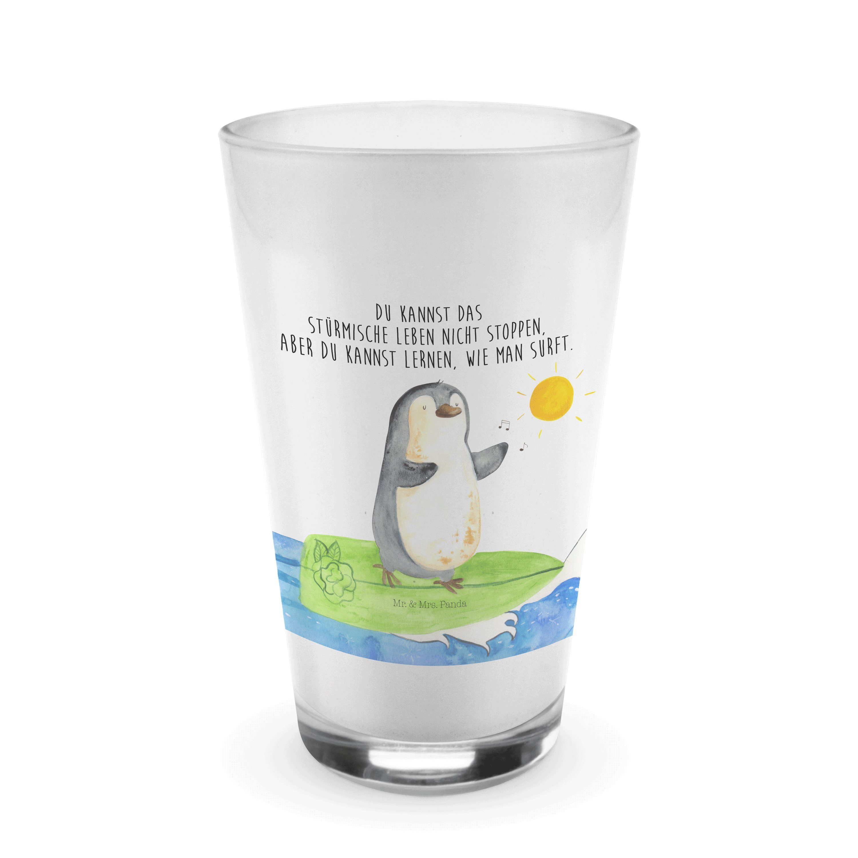 Mr. & Mrs. Panda Glas Pinguin Glas, Cappuccino Glas Glas, Geschenk, - Transparent optim, Surfer Premium 