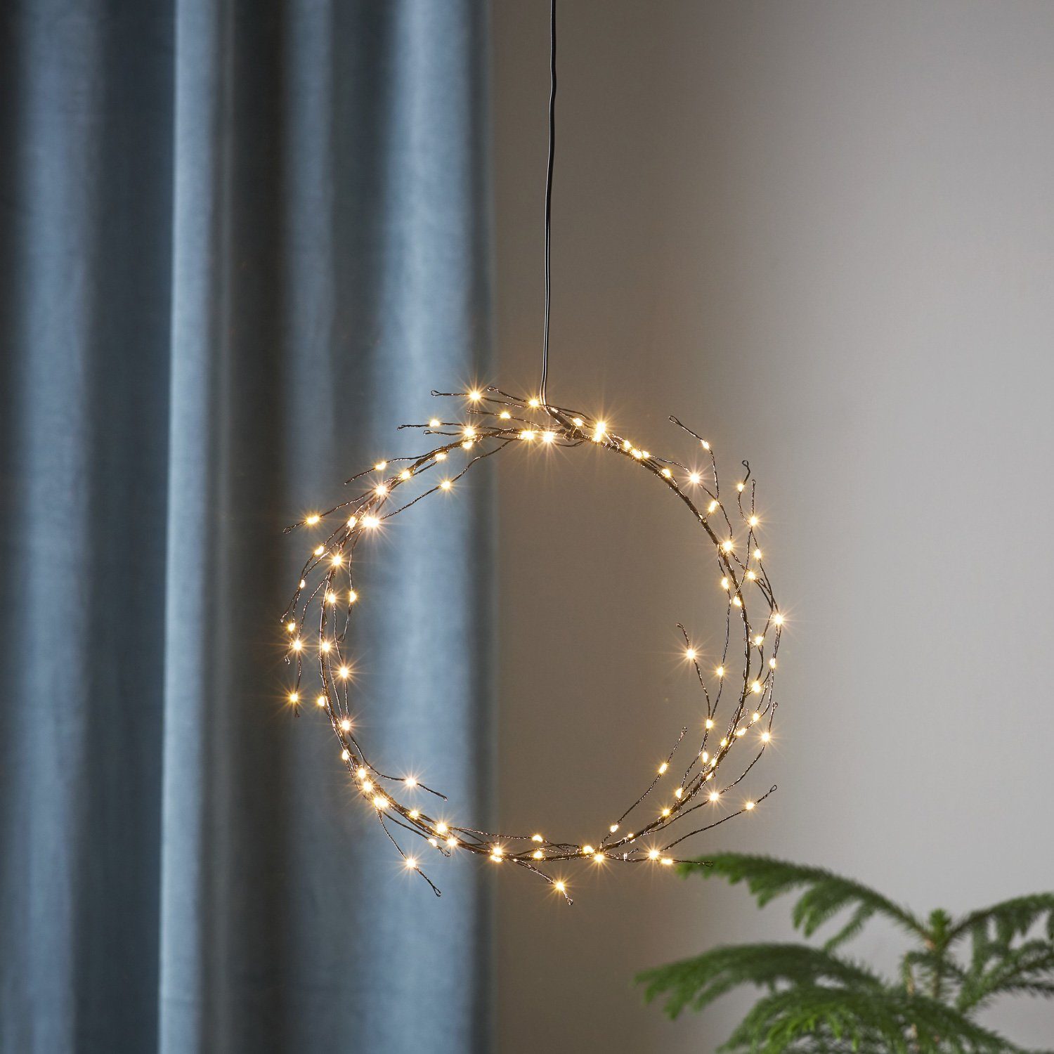 MARELIDA Dekokranz LED Kranz Draht Türkranz Wandkranz Leuchtkranz 95LED D: günstig online kaufen