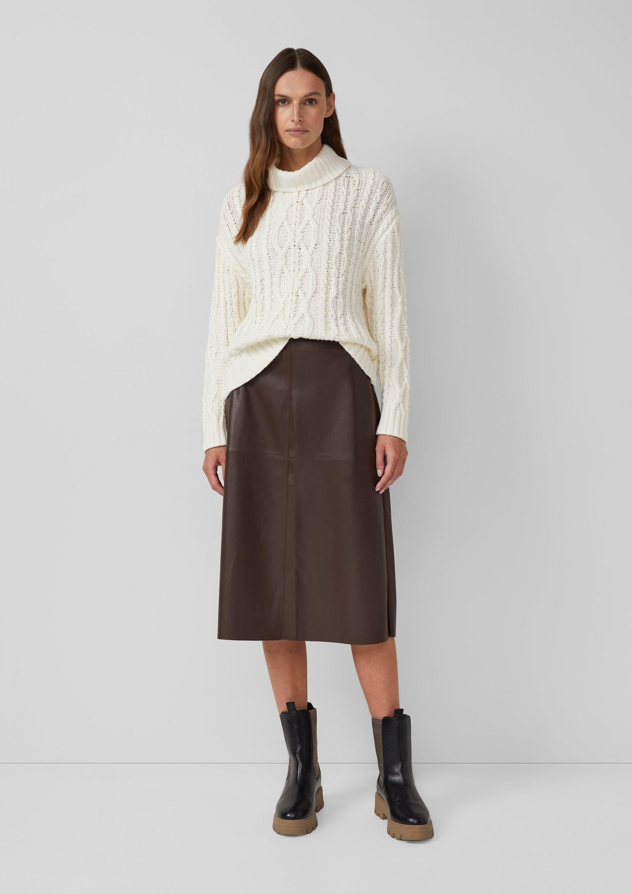 s.Oliver Midirock Rock Midi-Rock aus Kunstleder in A-Linie günstig online kaufen