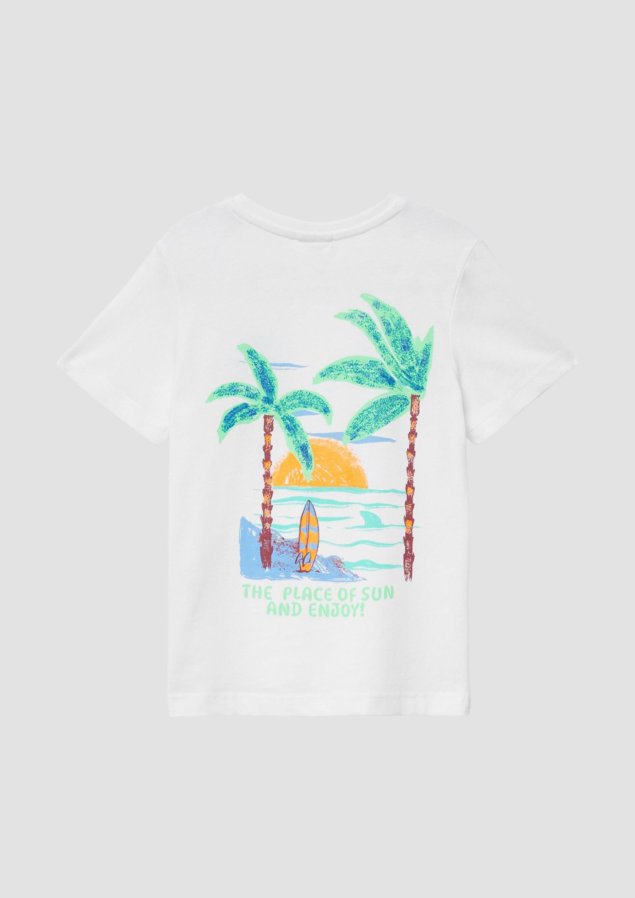 s.Oliver Kurzarmshirt T-Shirt Baumwoll-T-Shirt mit Front- und Rückenprint